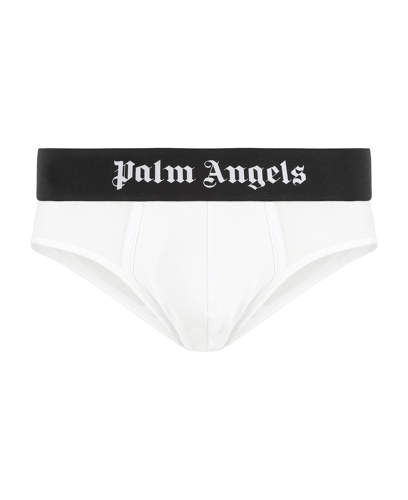 Palm Angels Set Of Two Cotton Briefs With Logoed Elastic Band - White