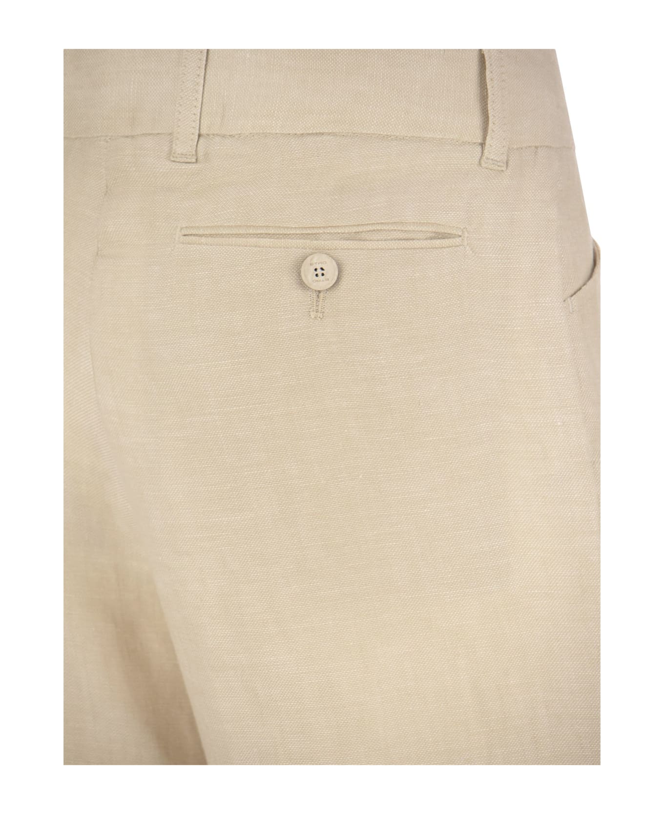 Etro Linen Bootcut Trousers - Sand ボトムス