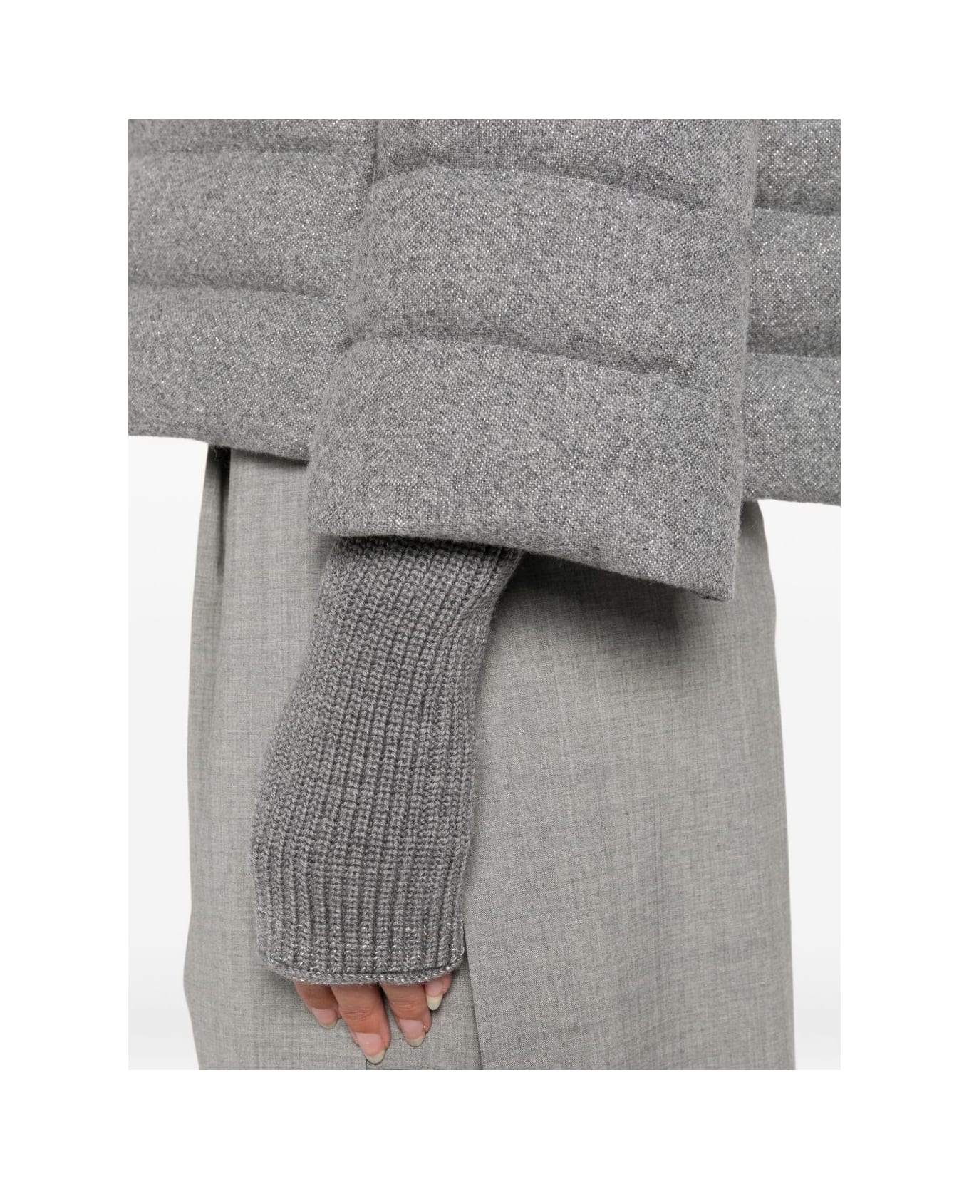 Herno Cashmere And Wool Padded Jacket - Light Grey