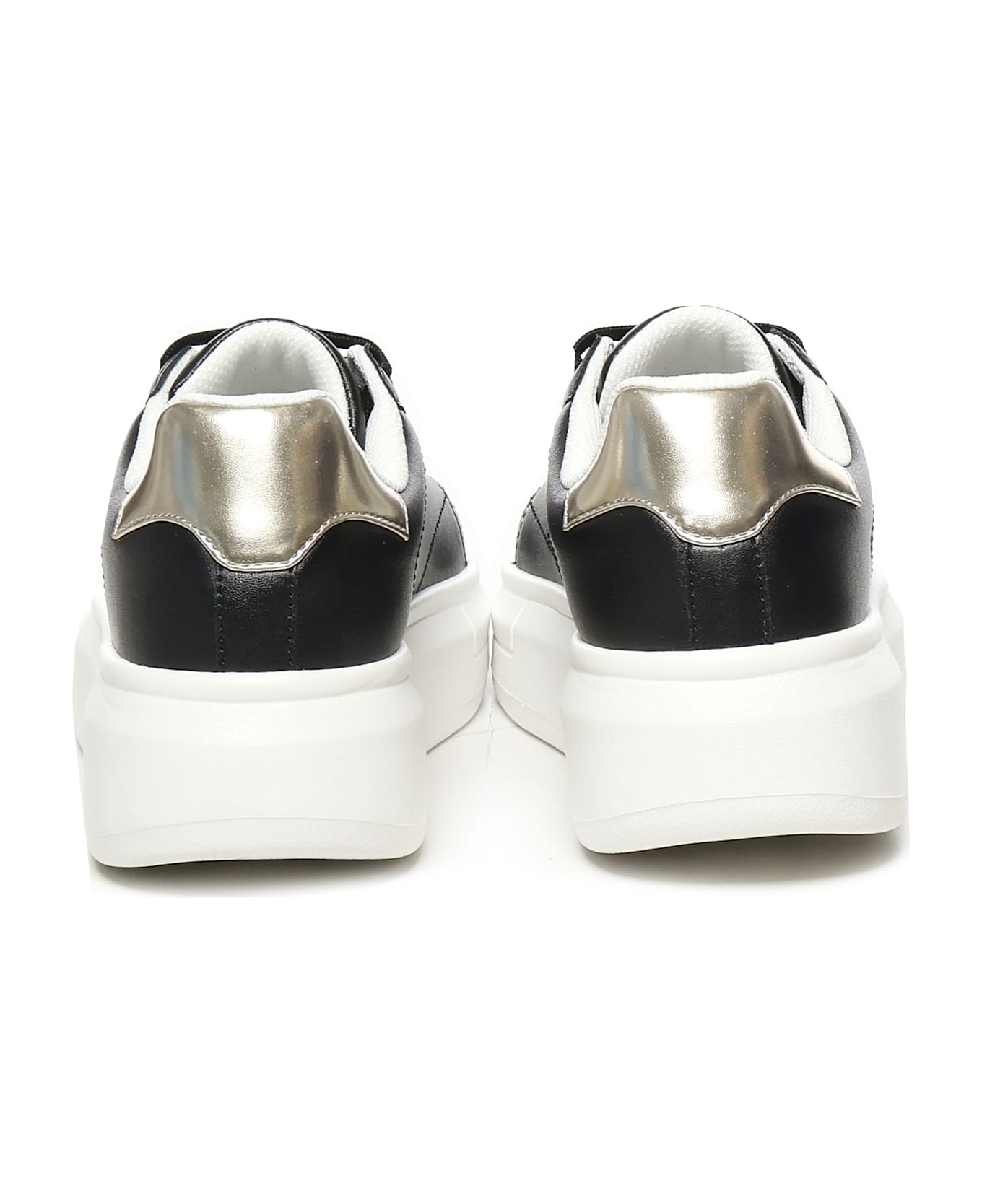 Liu-Jo Leather Platform Sneakers - Black light gold