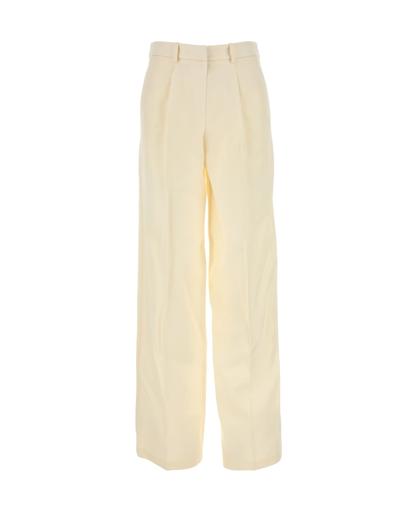Magda Butrym Cream Wool Blend Wide-leg Pant - CREAM