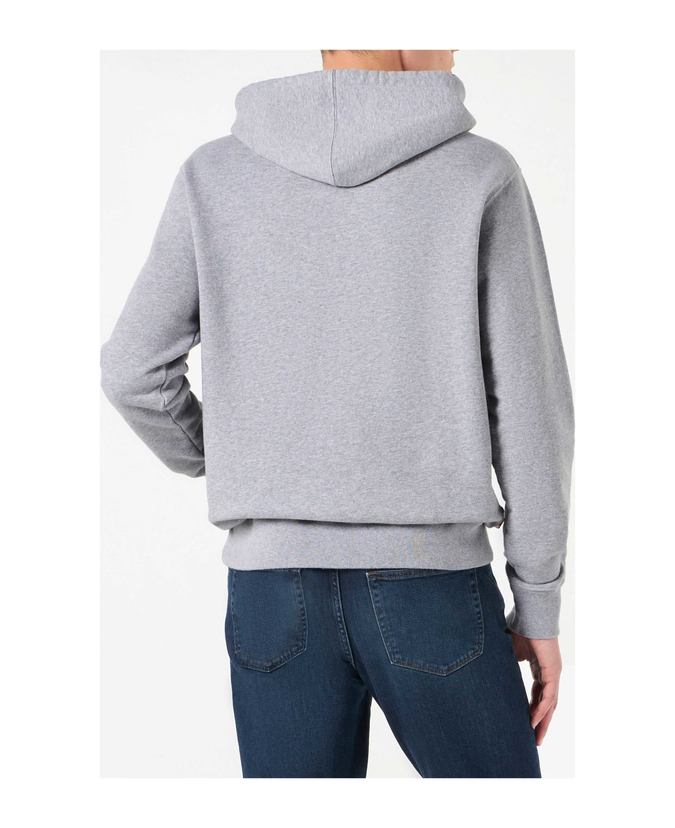 MC2 Saint Barth Man Cotton Hooded Grey Sweatshirt - GREY