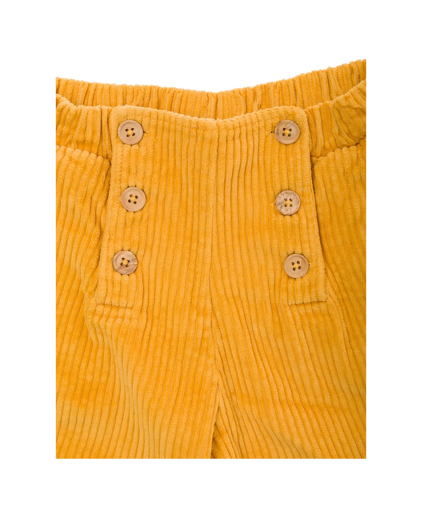Emile Et Ida Yellow Pants With Front Buttons In Corduroy Girl - Orange ボトムス
