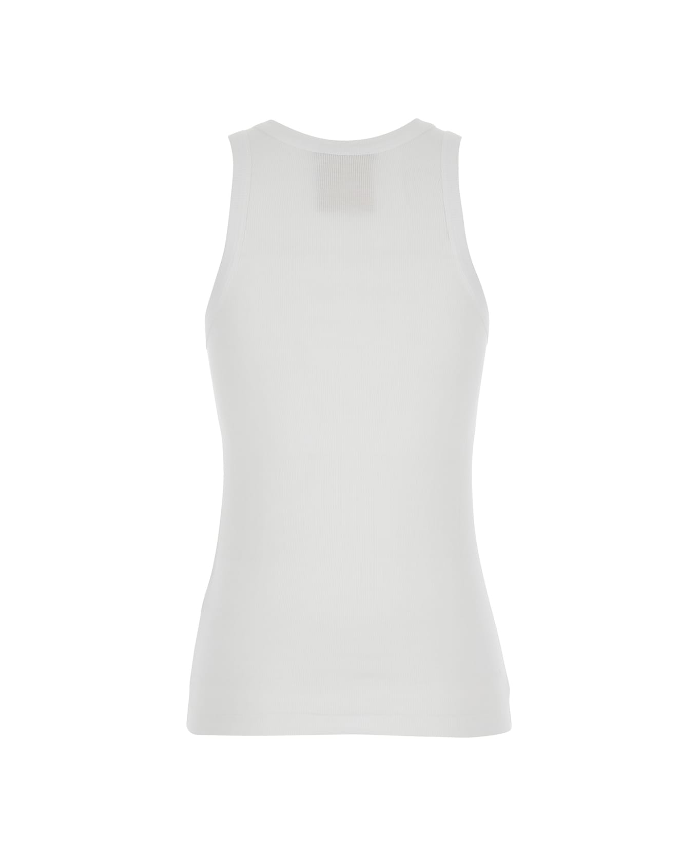 SEMICOUTURE White Ribbed Top With Logo Detail On The Front In Cotton Blend Woman - White
