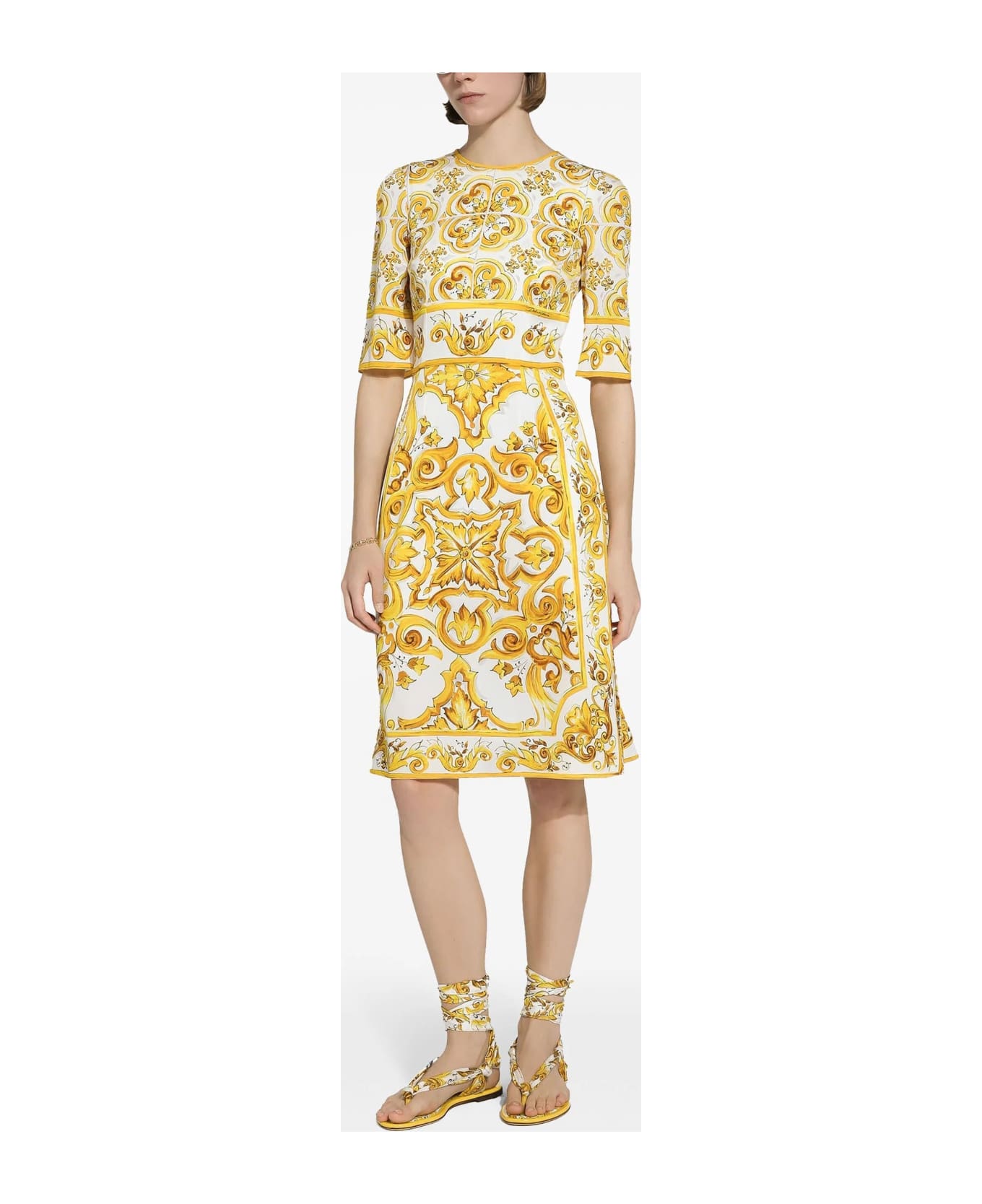 Dolce 
Gabbana Silk Charmeuse Midi Dress - Yellow