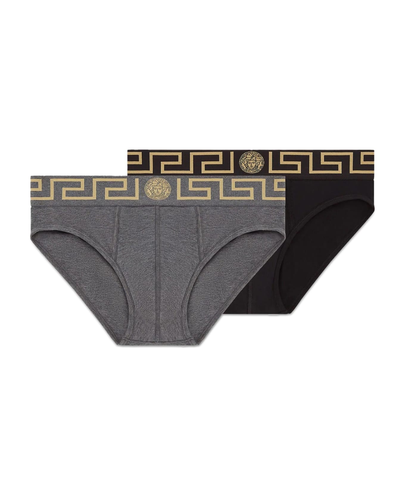 Versace Pack Of Two Panties With Greek Border - NERO GRIGIO