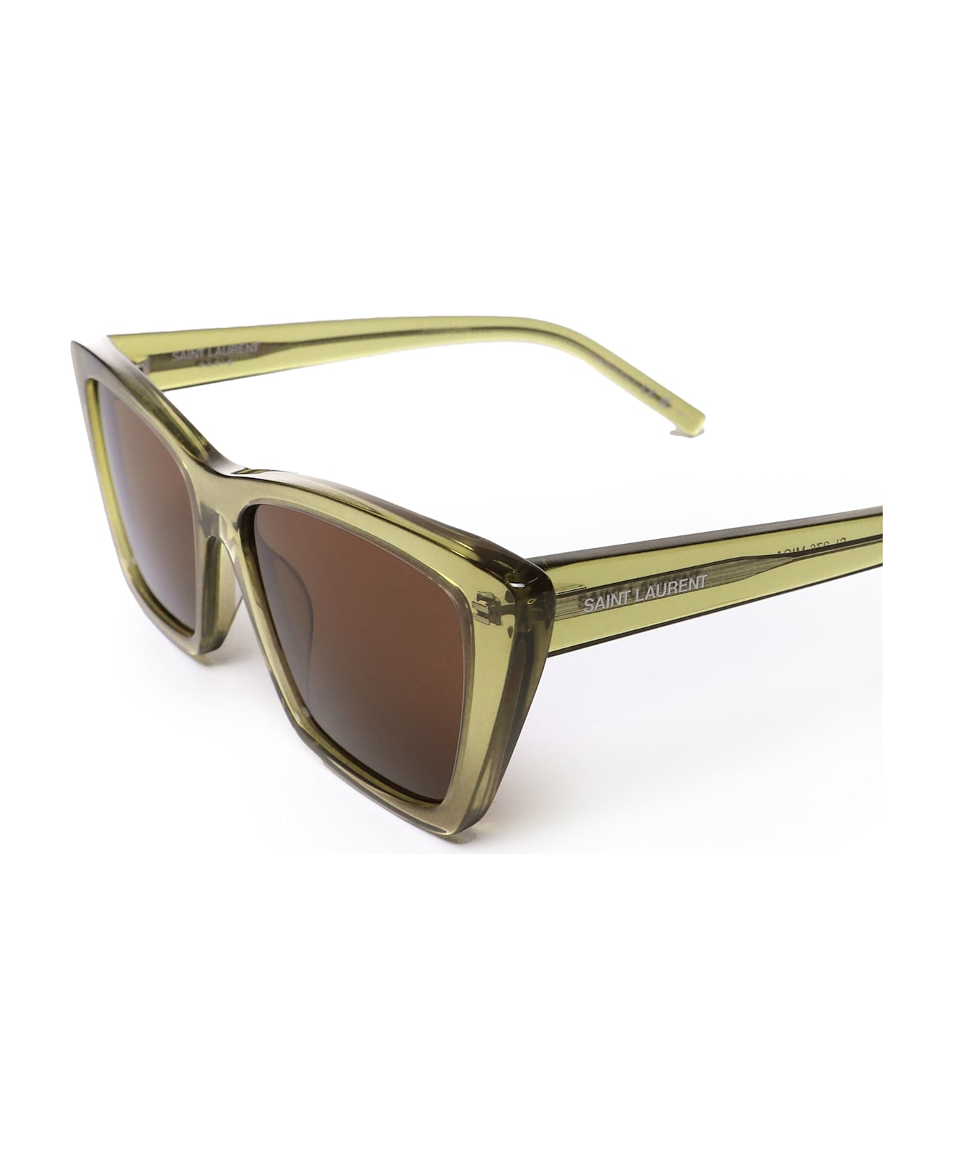 Saint Laurent Sunglasses With Cat-eye Frame In Nylon - GREEN GREEN BROWN サングラス