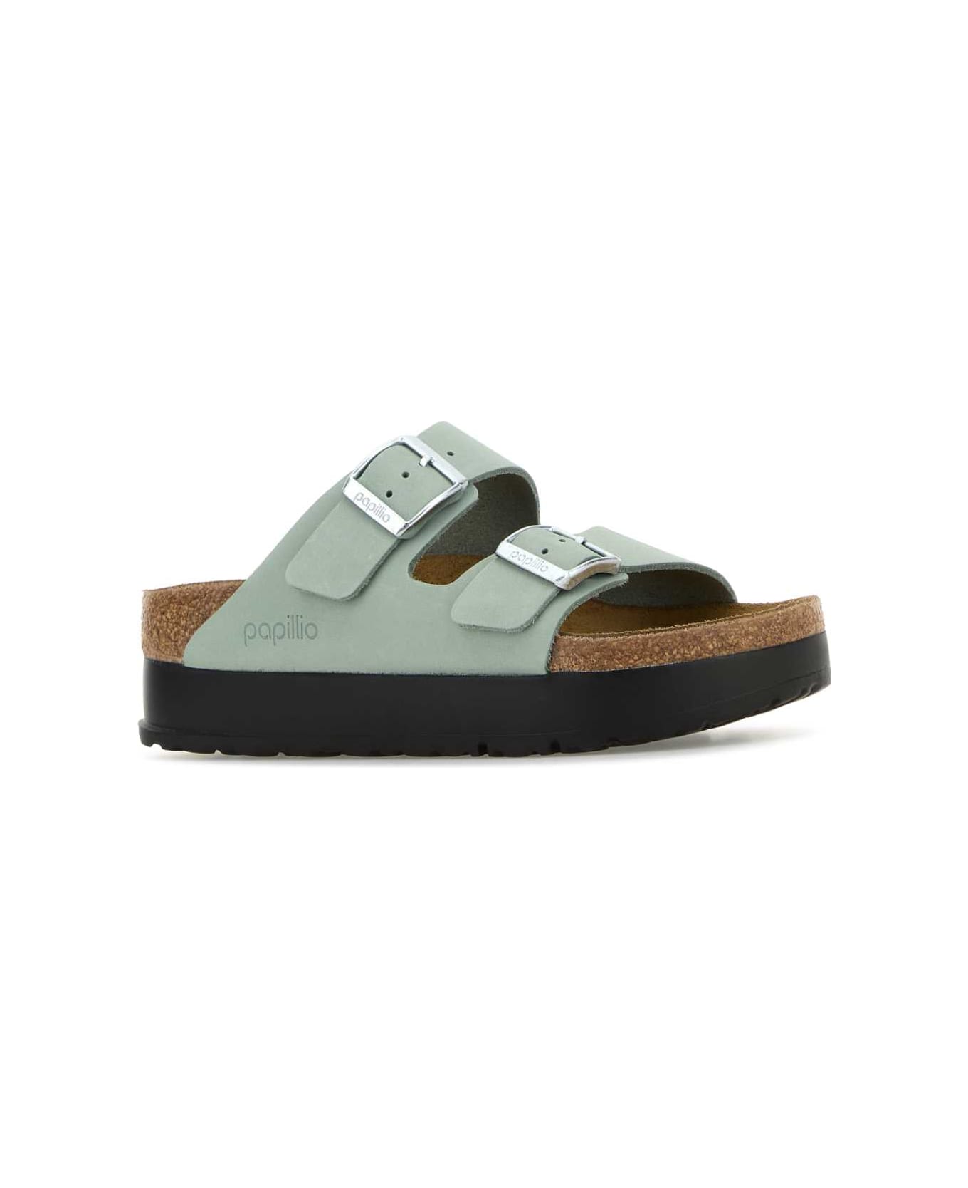 Birkenstock Mint Green Leather Arizona Slippers - PURESAGE