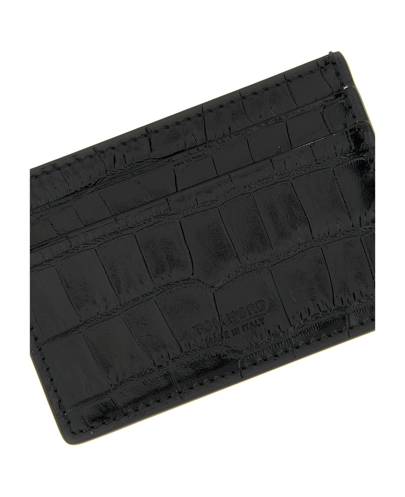Tom Ford Crocodile Card Holder - Black  