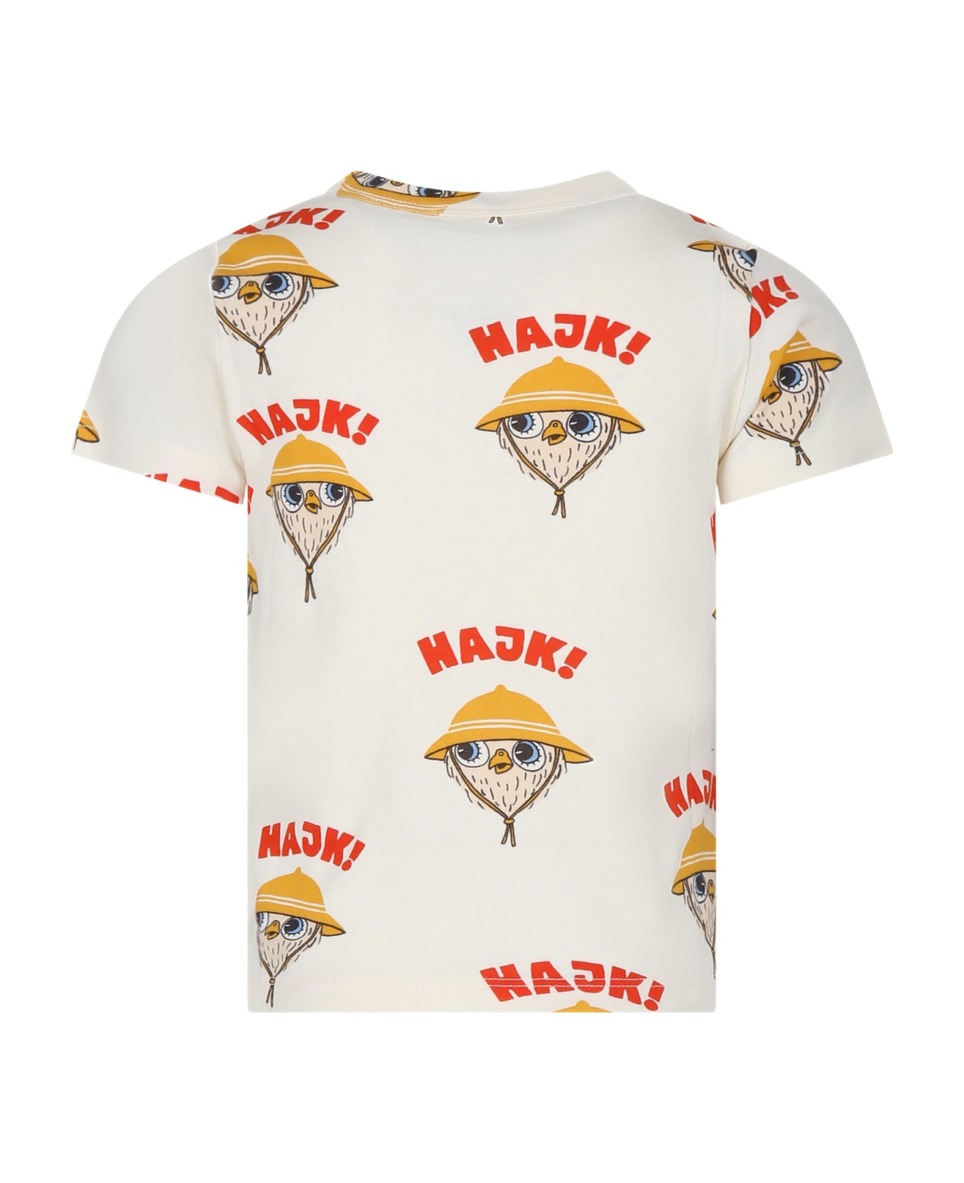 Mini Rodini Ivory T-shirt For Kids With Owl - Ivory