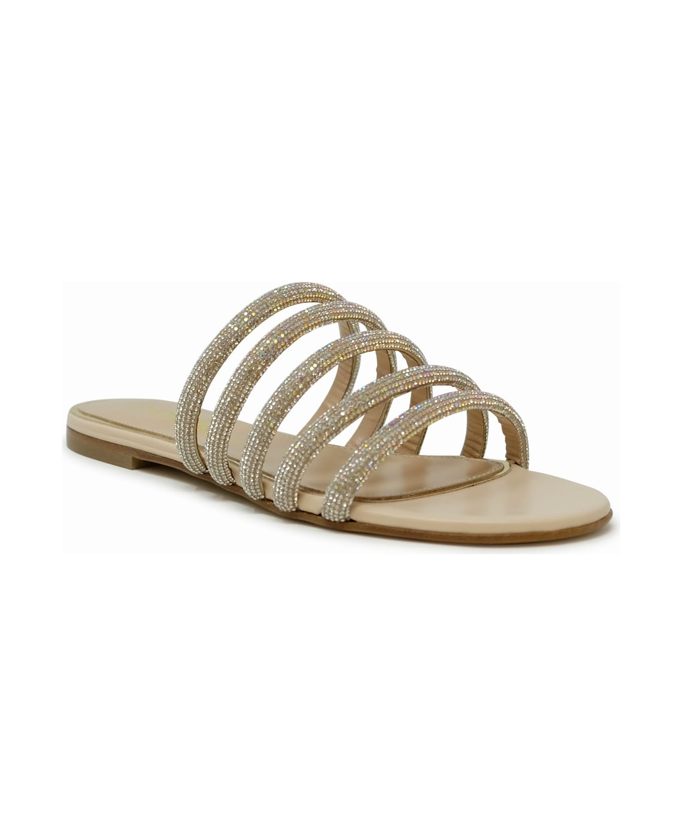 Ninalilou Leather Flat Sandal - CREAM