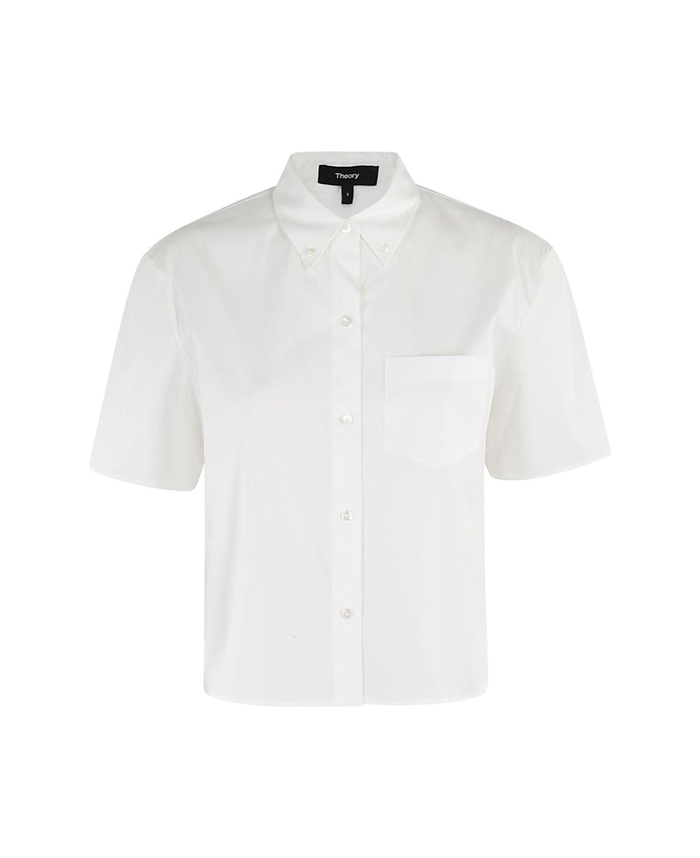 Theory Cropped Short-sleeved Shirt - WHITE