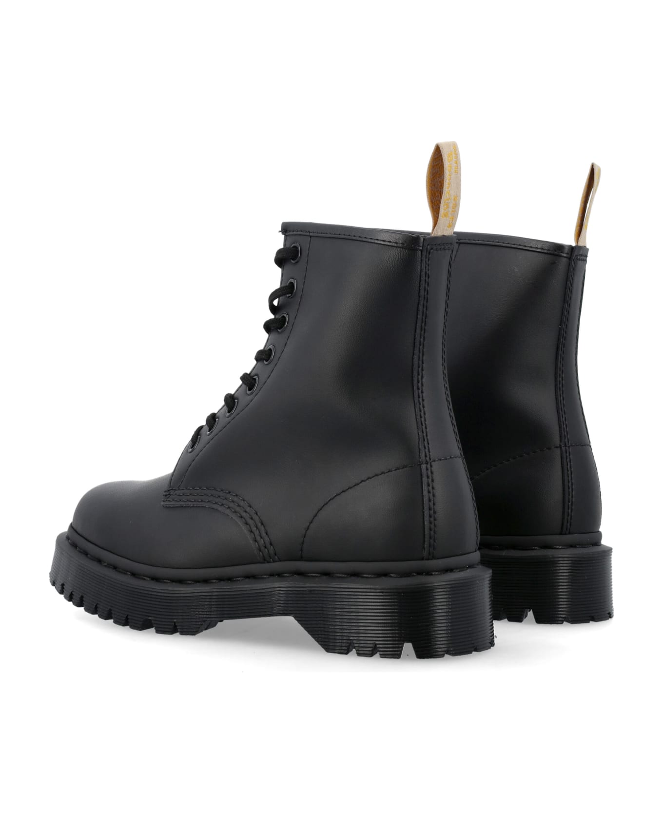 Dr. Martens 1460 Mono Combat Boots In Black Leather - BLACK ブーツ