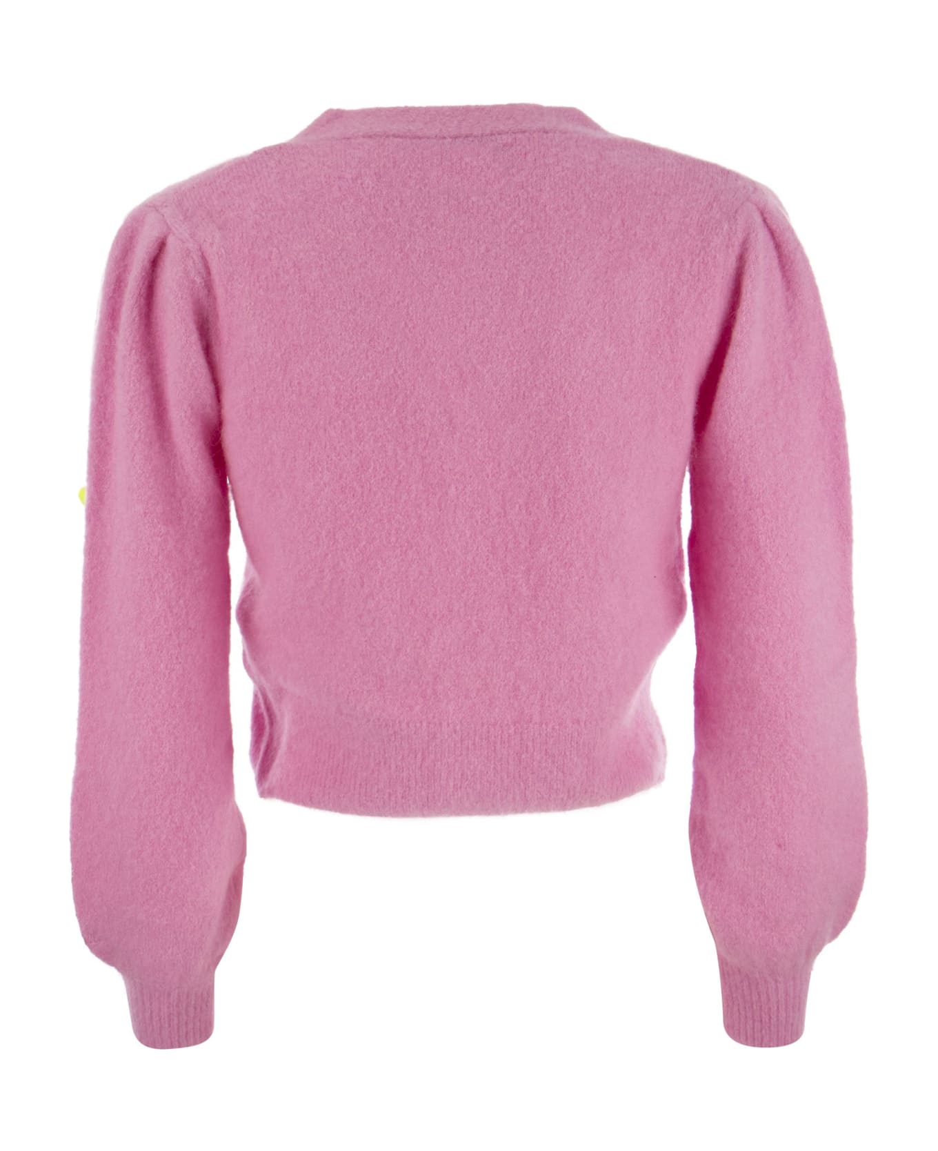 MC2 Saint Barth Brushed Knit Crop Cardigan And Caps - Pink