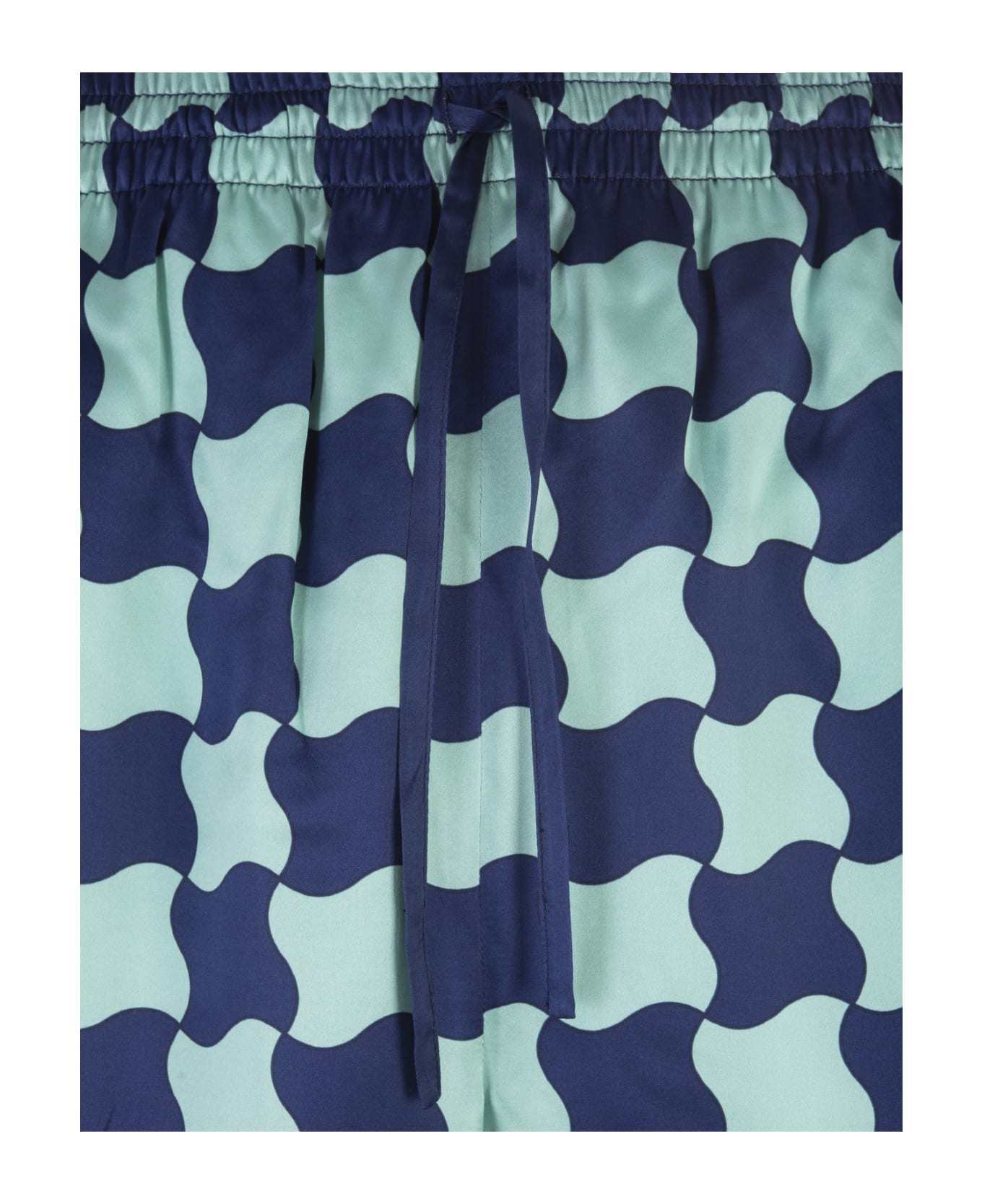 Casablanca Blue And Aquamarine Check Silk Shorts - Blu