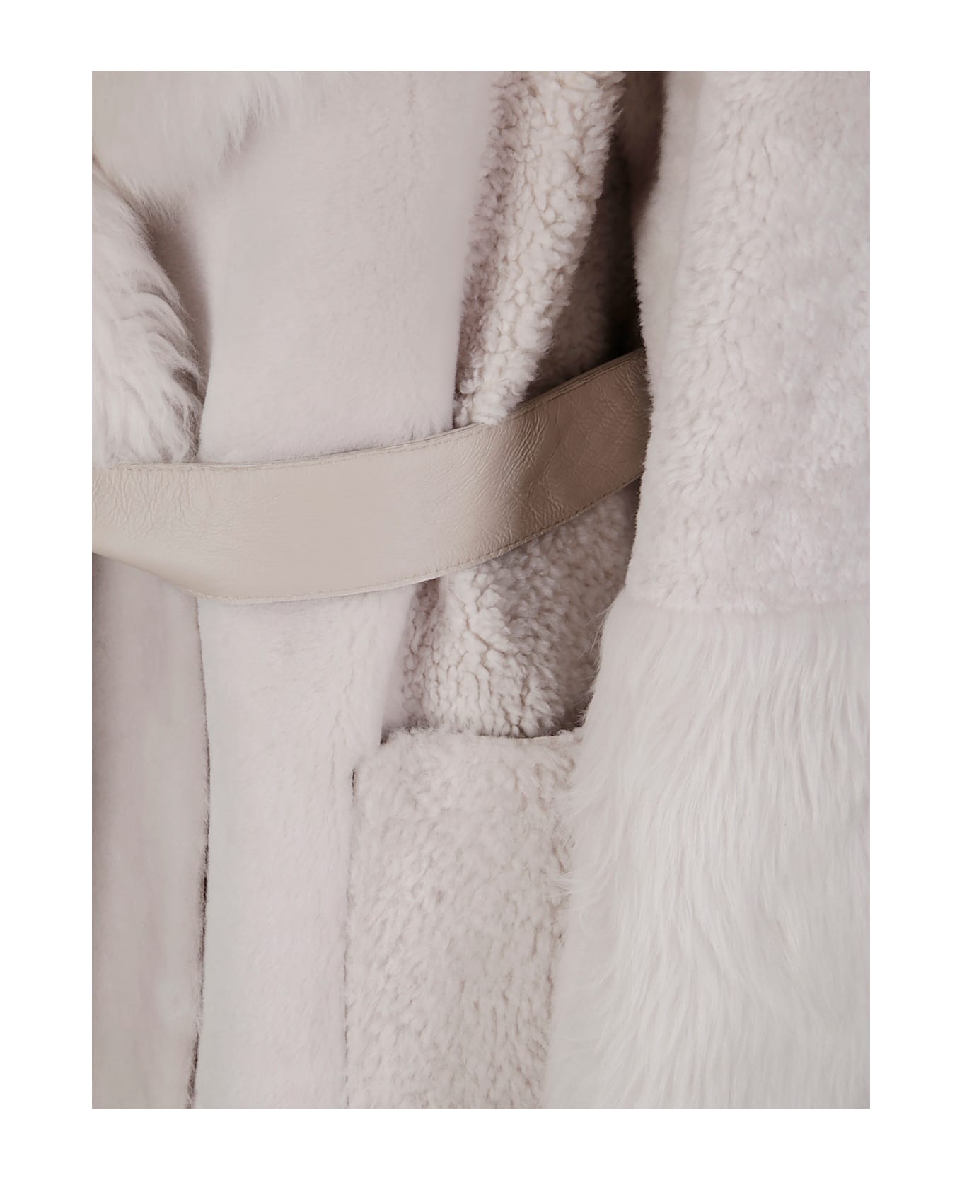 Desa 1972 Shearling Robe Coat - Alabaster White