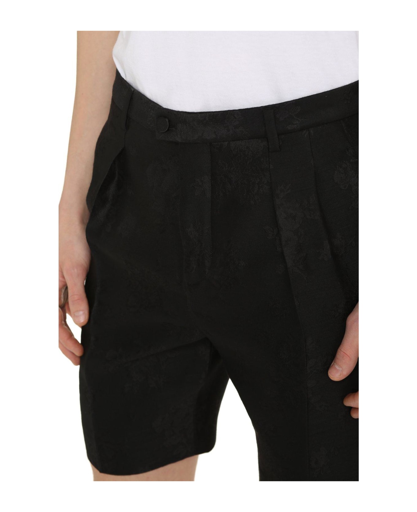 Saint Laurent High Waist Jacquard Shorts - BLACK ショートパンツ