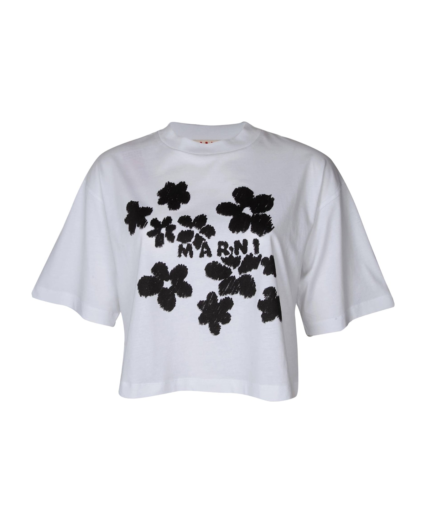 Marni Cotton T-shirt With Flower Print - WHITE