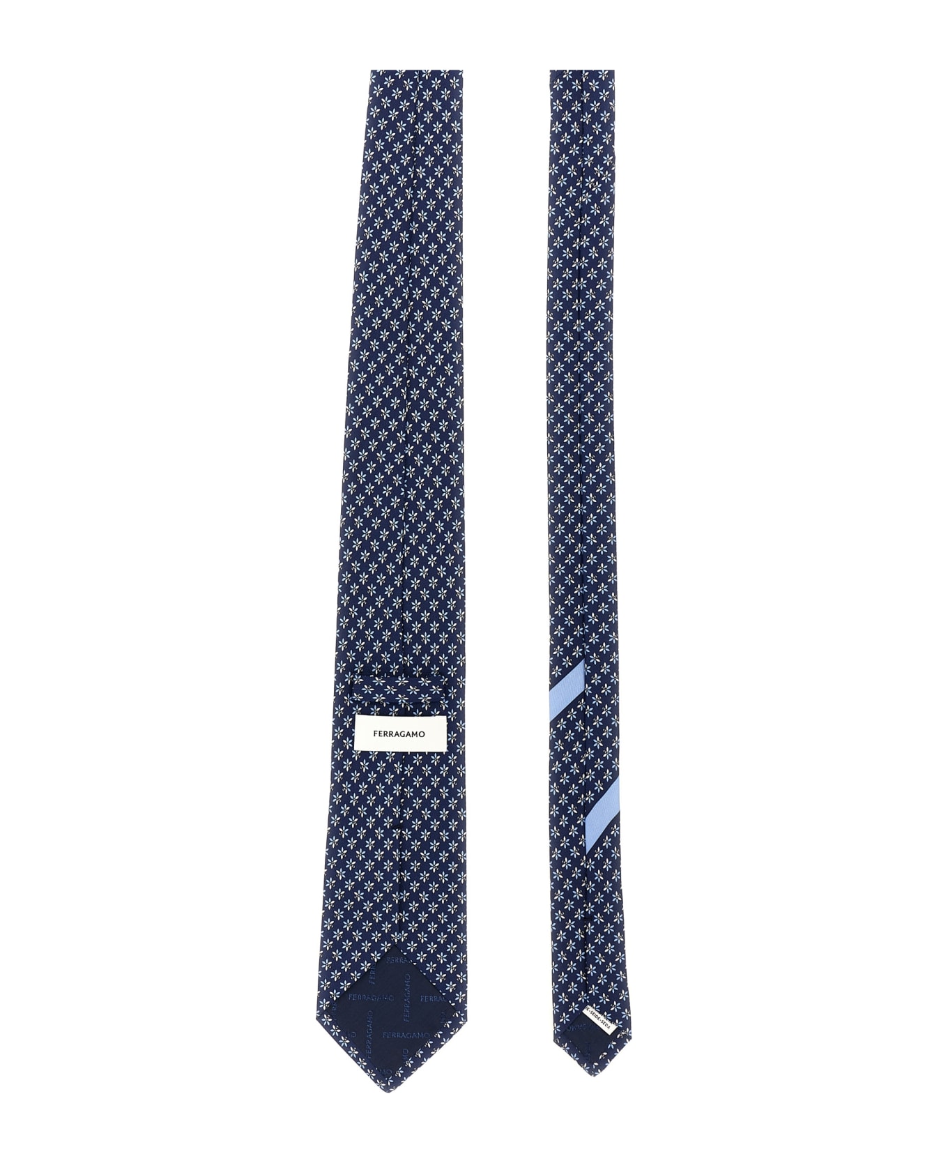 Ferragamo Printed Tie - Blue ネクタイ