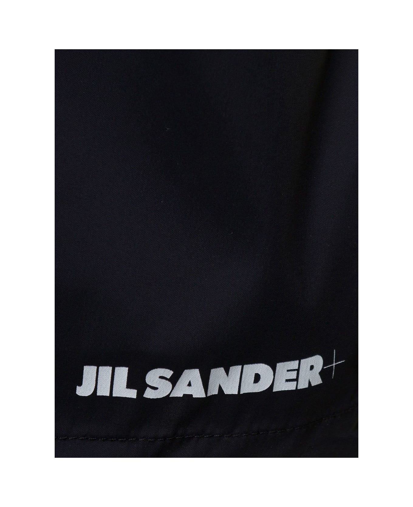 Jil Sander Black Shorts With Elasticated Waist And Logo Print In Stretch Polyamide Man - Black