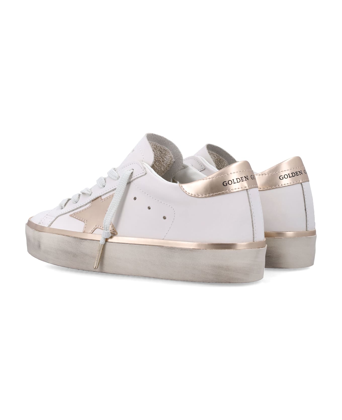 Golden Goose Hi Star White Sneakers - WHITE TAUPE GOLD