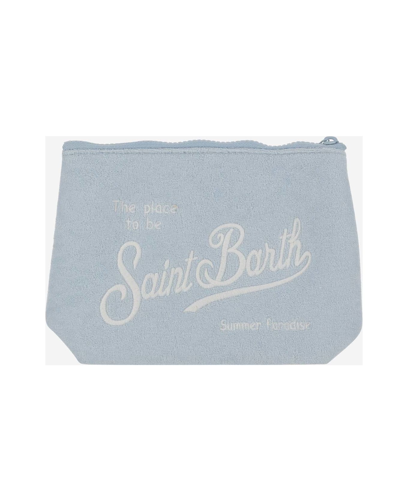 MC2 Saint Barth Fabric Clutch Bag With Logo - Clear Blue