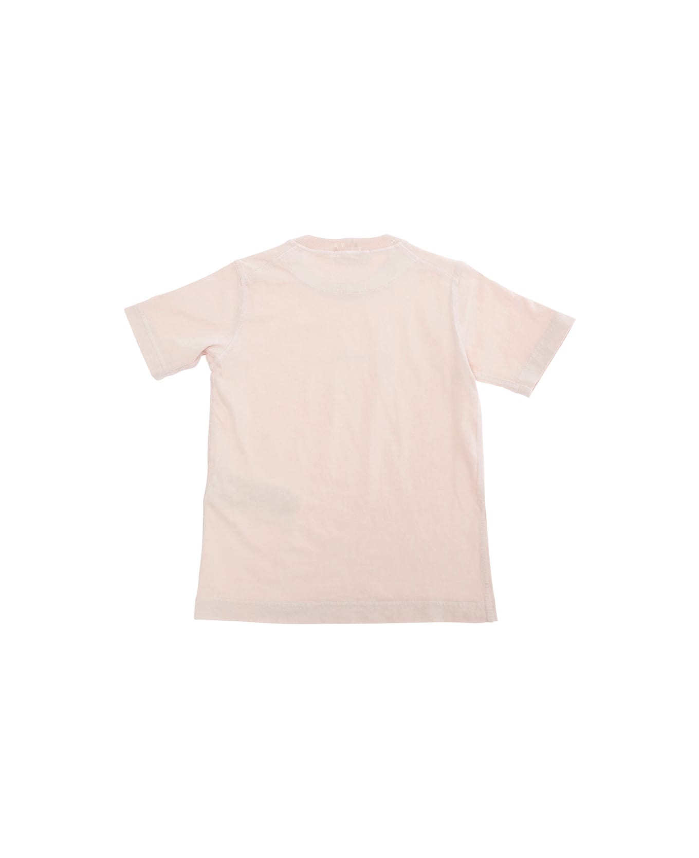 Stone Island Junior Pink T-shirt With Round Neck And Logo Embroidery On The Front In Cotton Boy - Pink