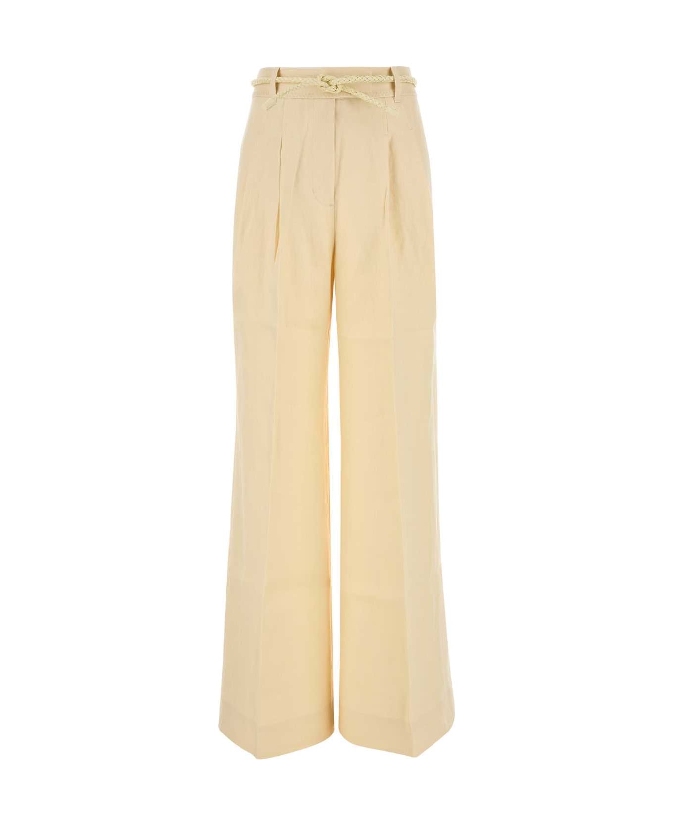Zimmermann Cream Linen Illuminate Wide-leg Pant - Lemon