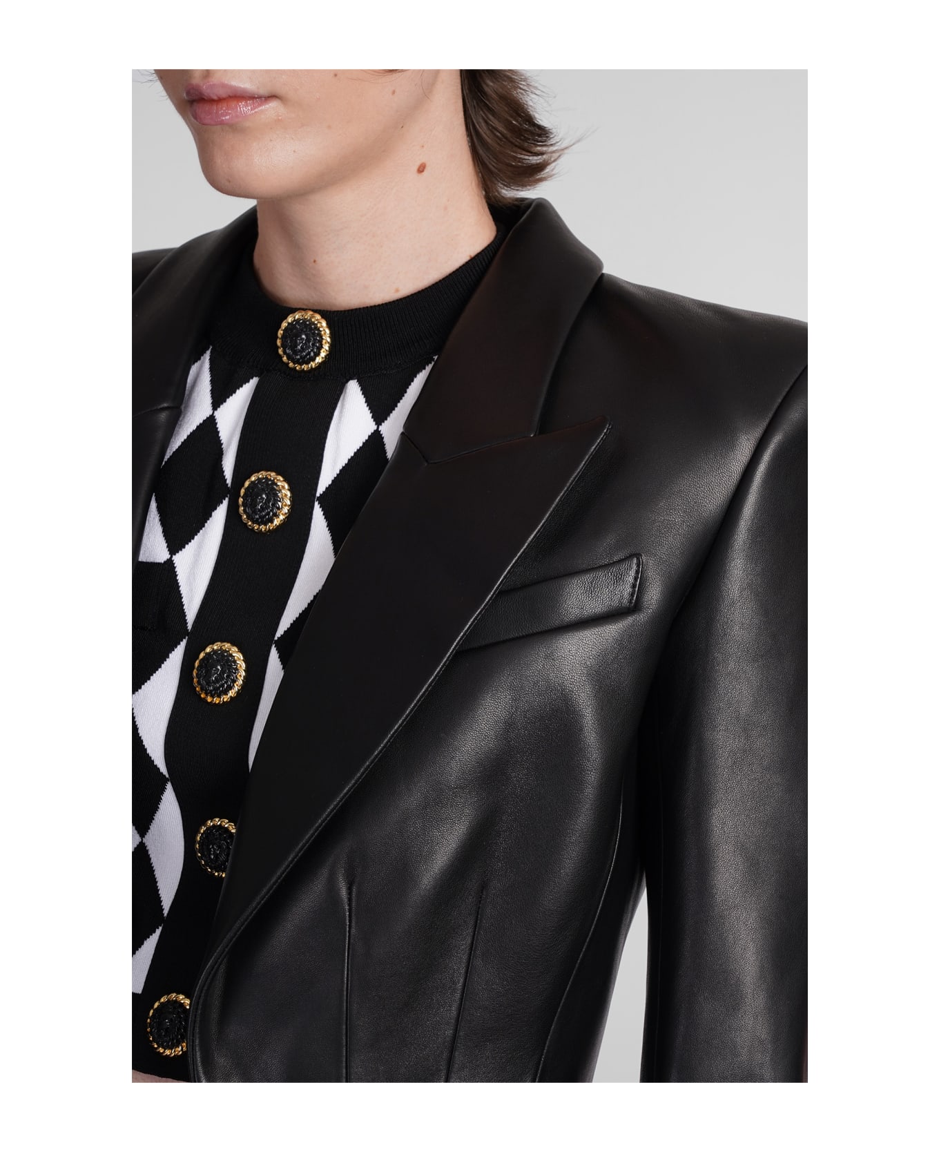 Balmain Blazer In Black Leather - black