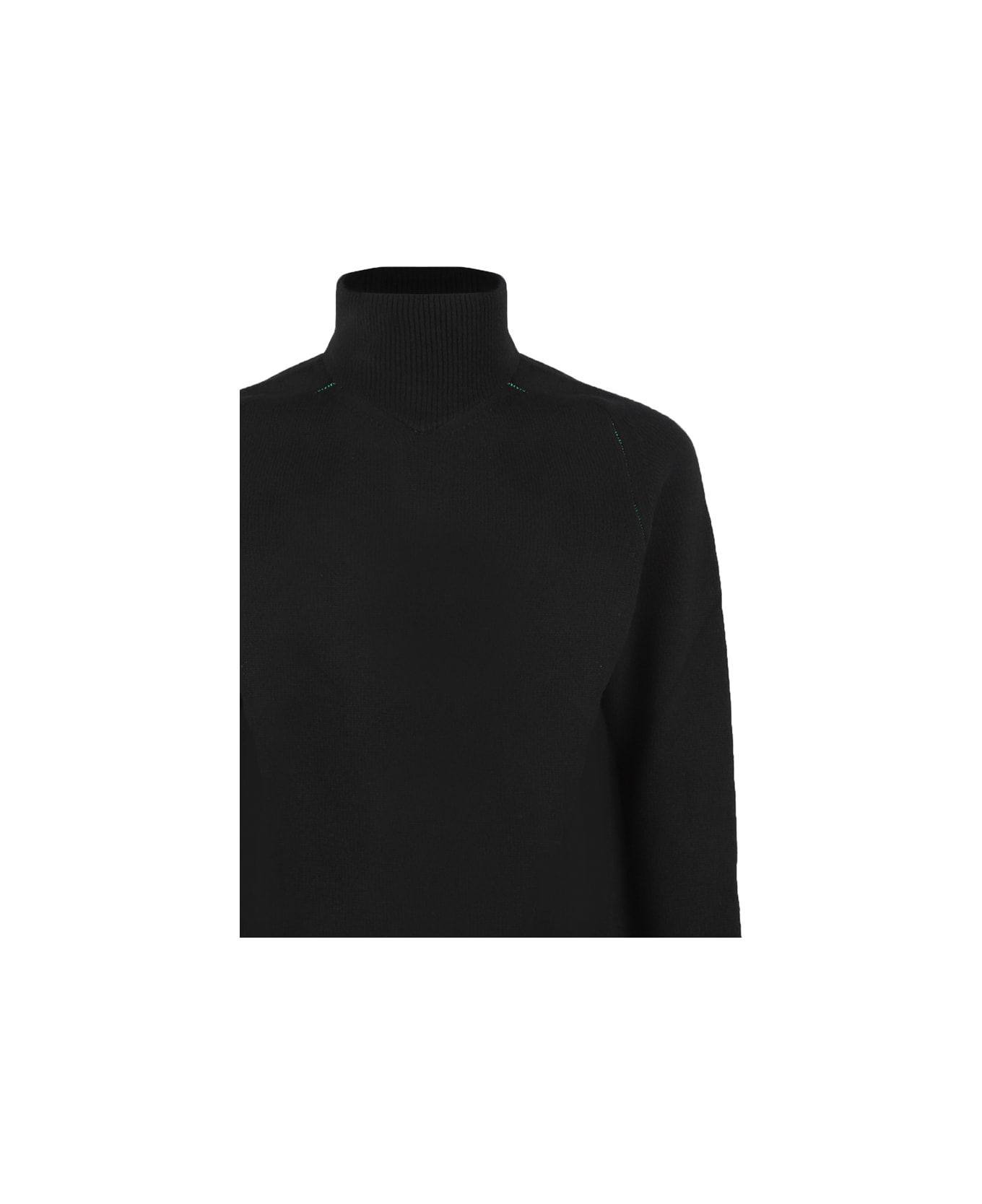Bottega Veneta Knitted Wool Pullover With Contrasting Stitching - Black