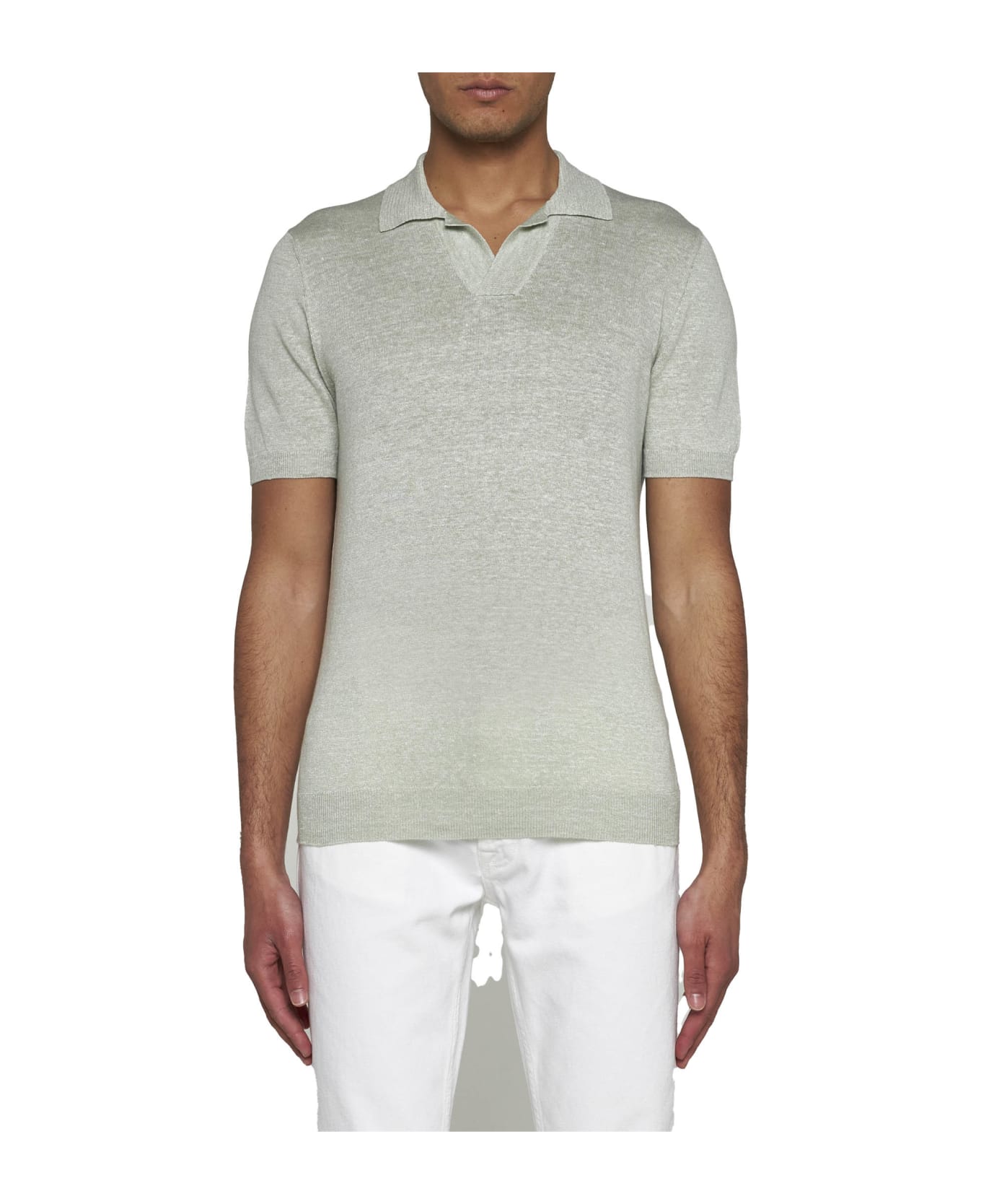 Tagliatore Linen And Cotton Polo Shirt - Verde chiaro ポロシャツ