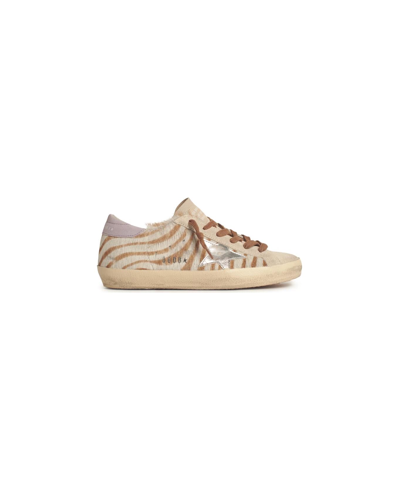 Golden Goose Super-star
 Woman In Zebra Pony Hair With Silver Star And Suede Heel - ANIMALIER