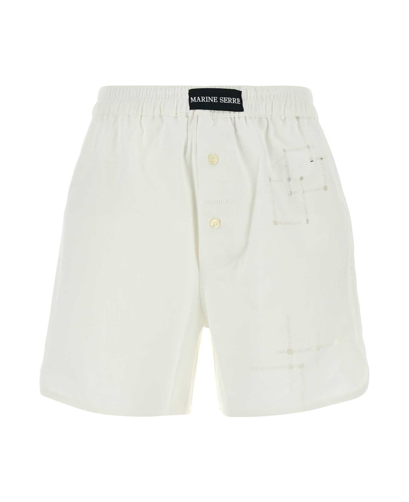 Marine Serre White Cotton Shorts - WHITE