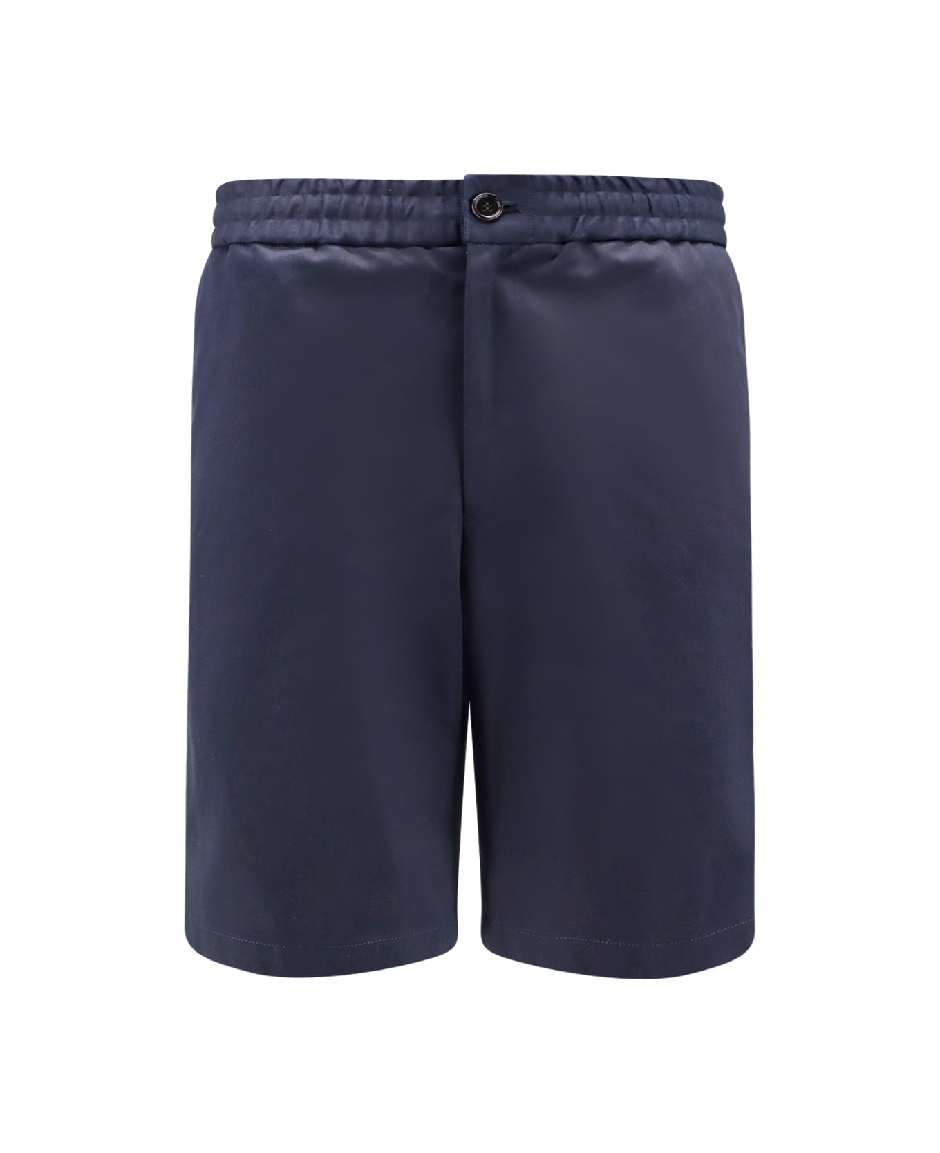 Ami Alexandre Mattiussi Cotton Bermuda Shorts With Elastic Detail - Blue