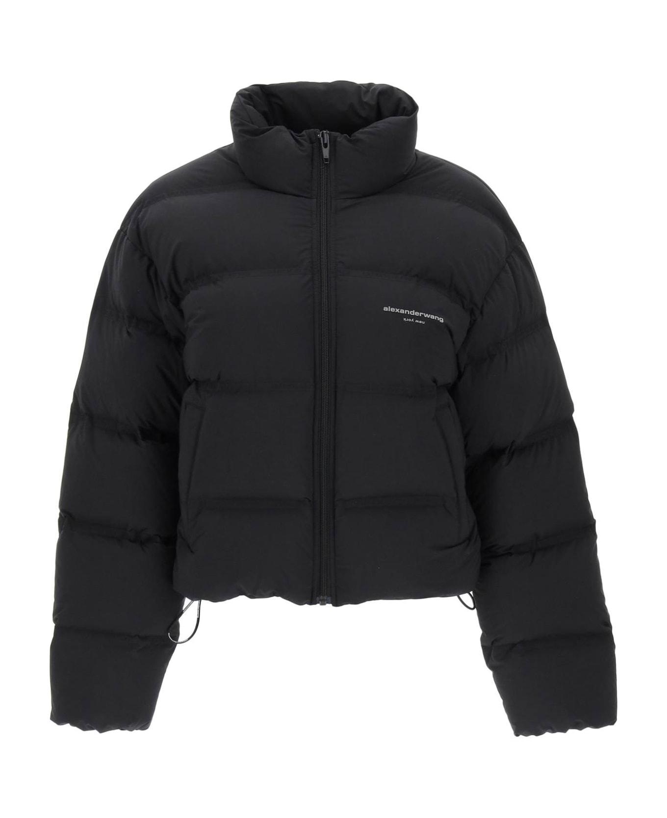 Alexander Wang Jaquard Channel Cropped Puffer W/ Reflective Logo - BLACK (Black)