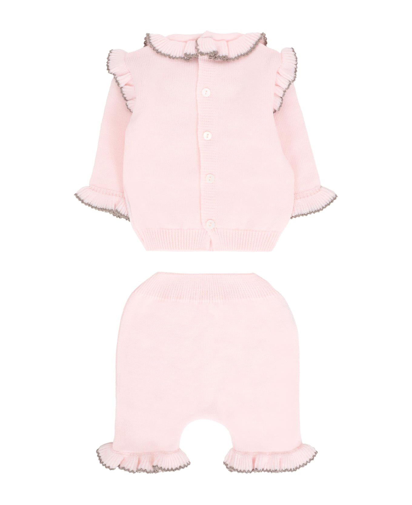 Little Bear Pink Set For Baby Girl With Ruffles - Pink