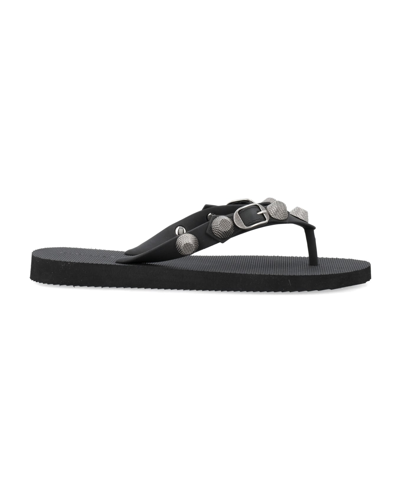 Balenciaga Cagole Tong Slippers - BLACK