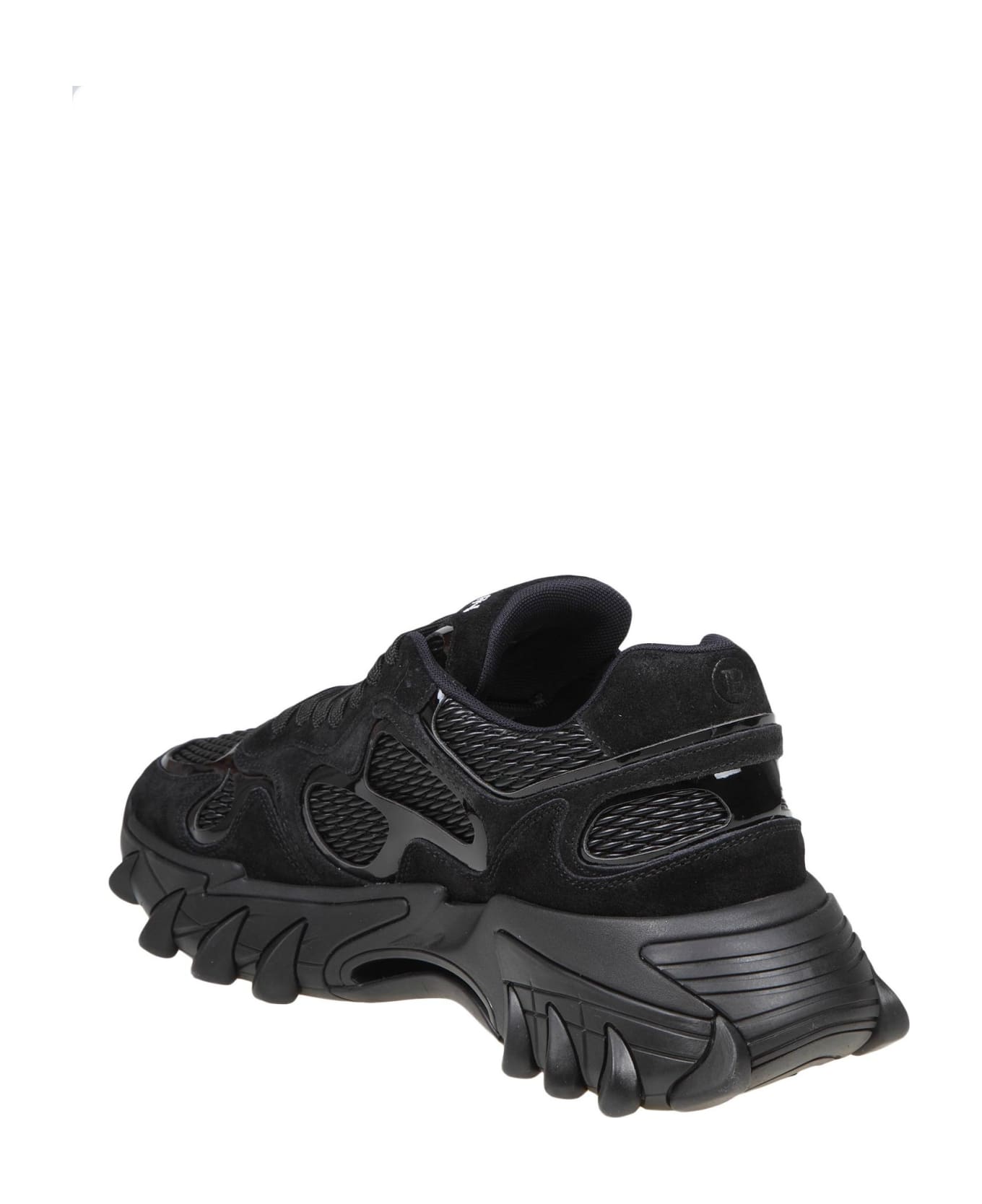 Balmain B-east Sneakers In Black Leather And Mesh - Black