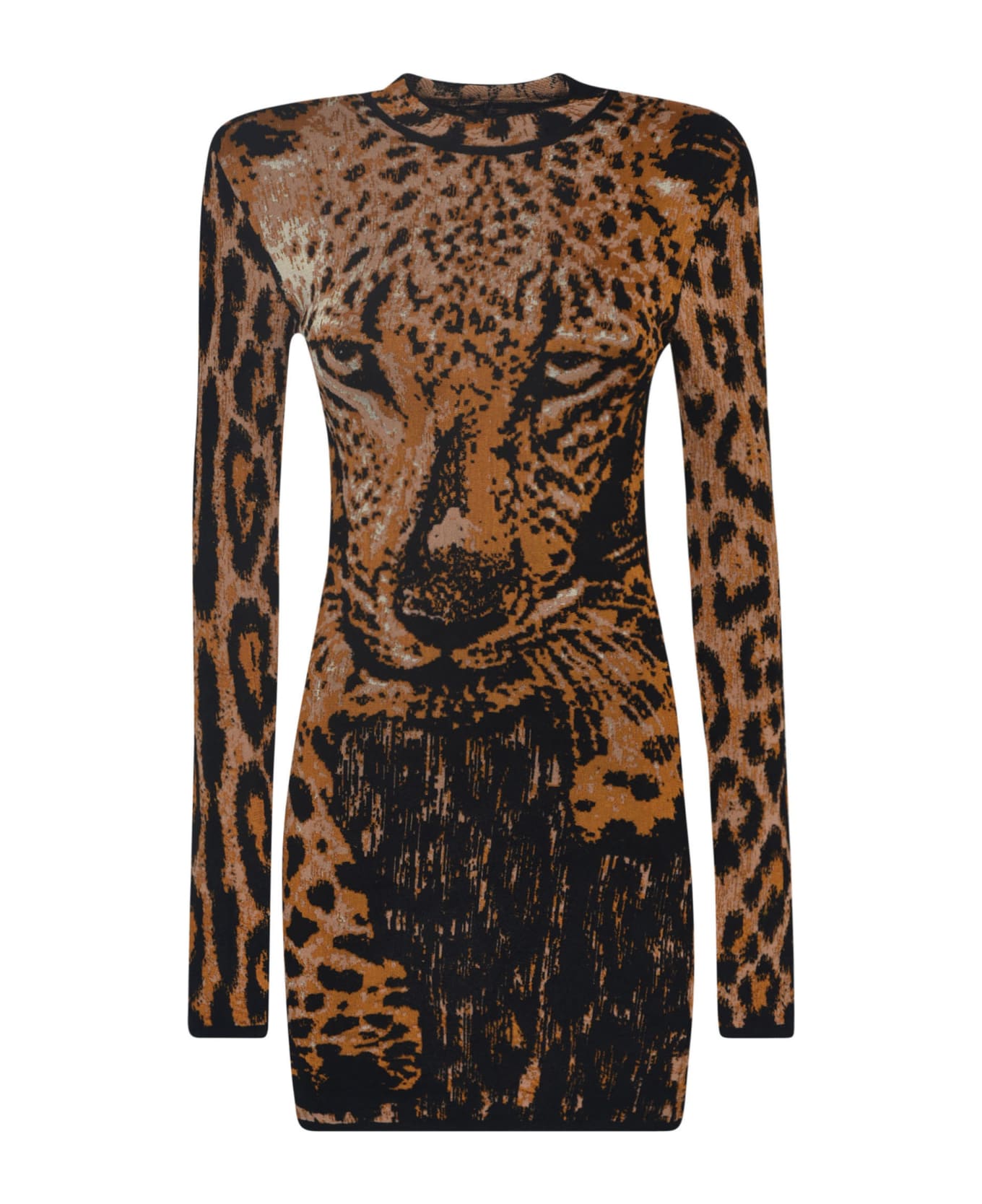 Roberto Cavalli Tiger Cropped Dress - RUST