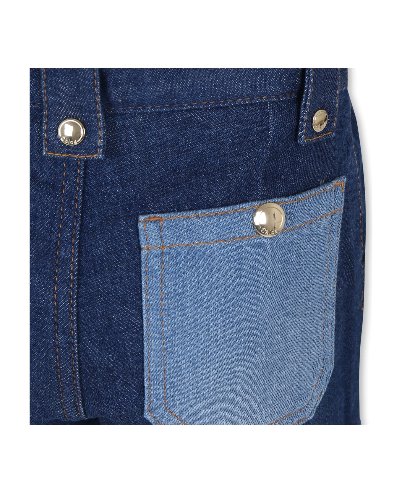 Chloé Blue Jeans For Girl With Logo - BLUE