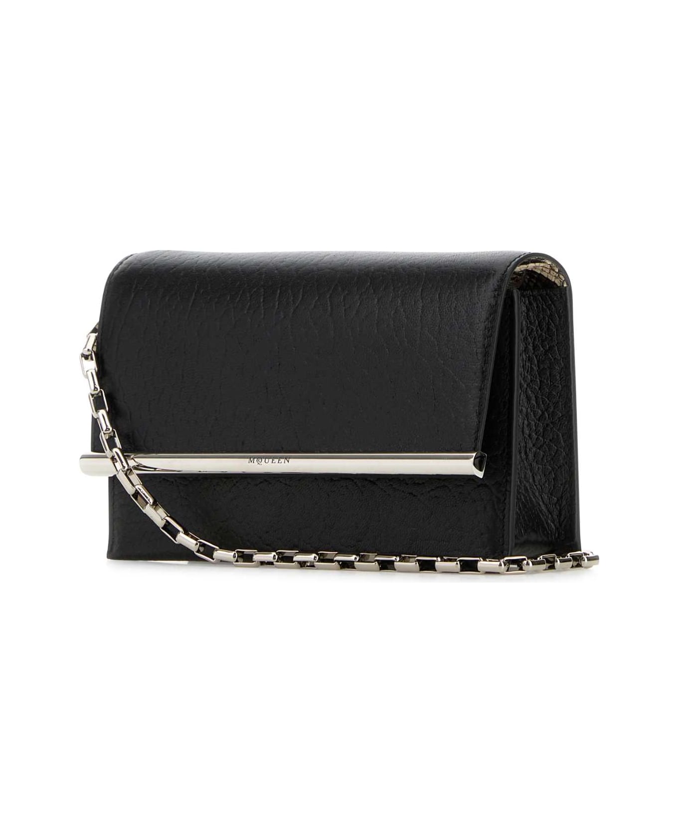 クラッチバッグ ALEXANDER MCQUEEN BLACK LEATHER MINI CROSS-BAR CLUTCH Alexander McQueen Black Leather Mini Cross-bar Clutch