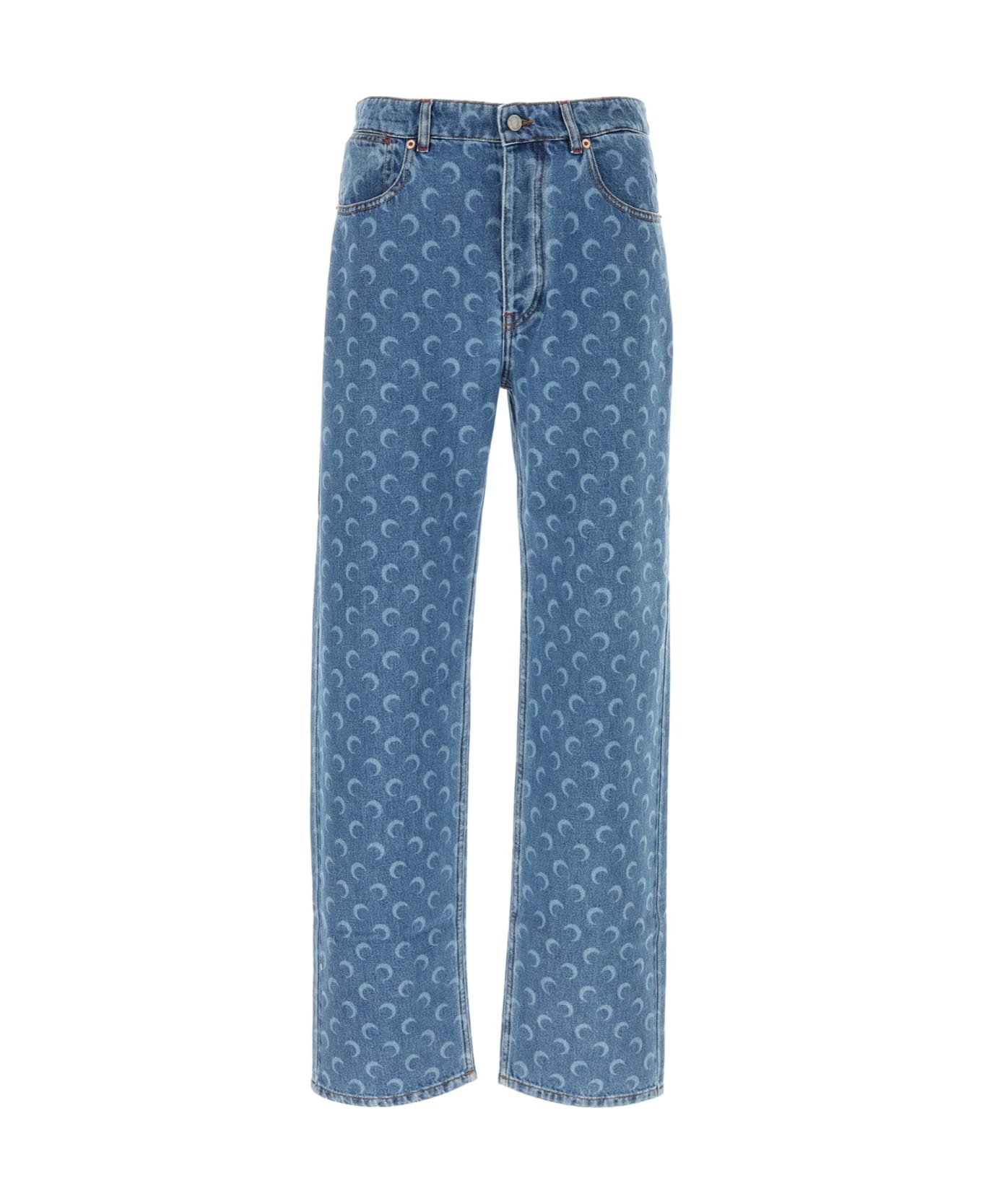 Marine Serre Printed Denim Jeans - LIGHTBLUE