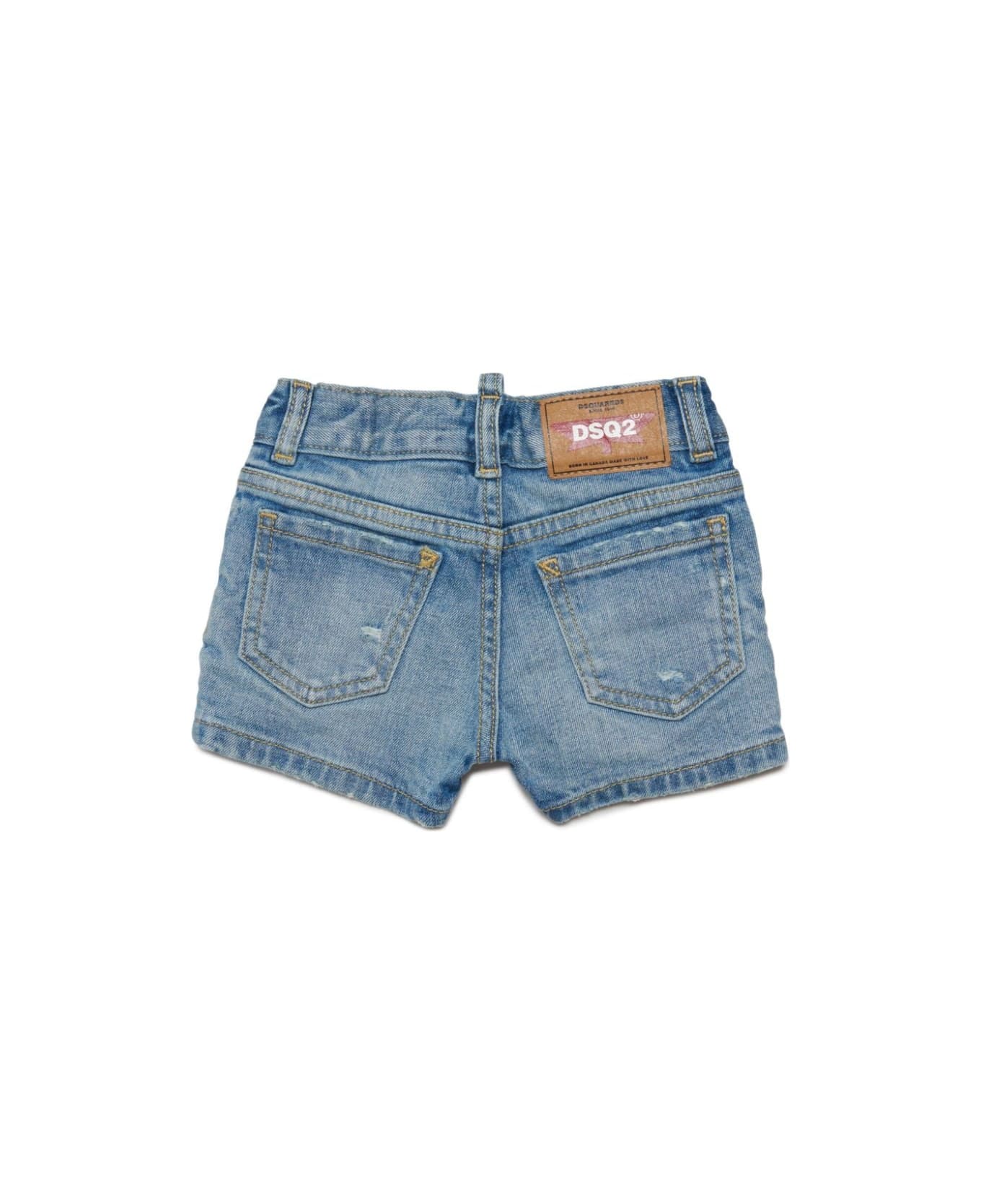 Dsquared2 Shorts Denim Con Strappi - Blue