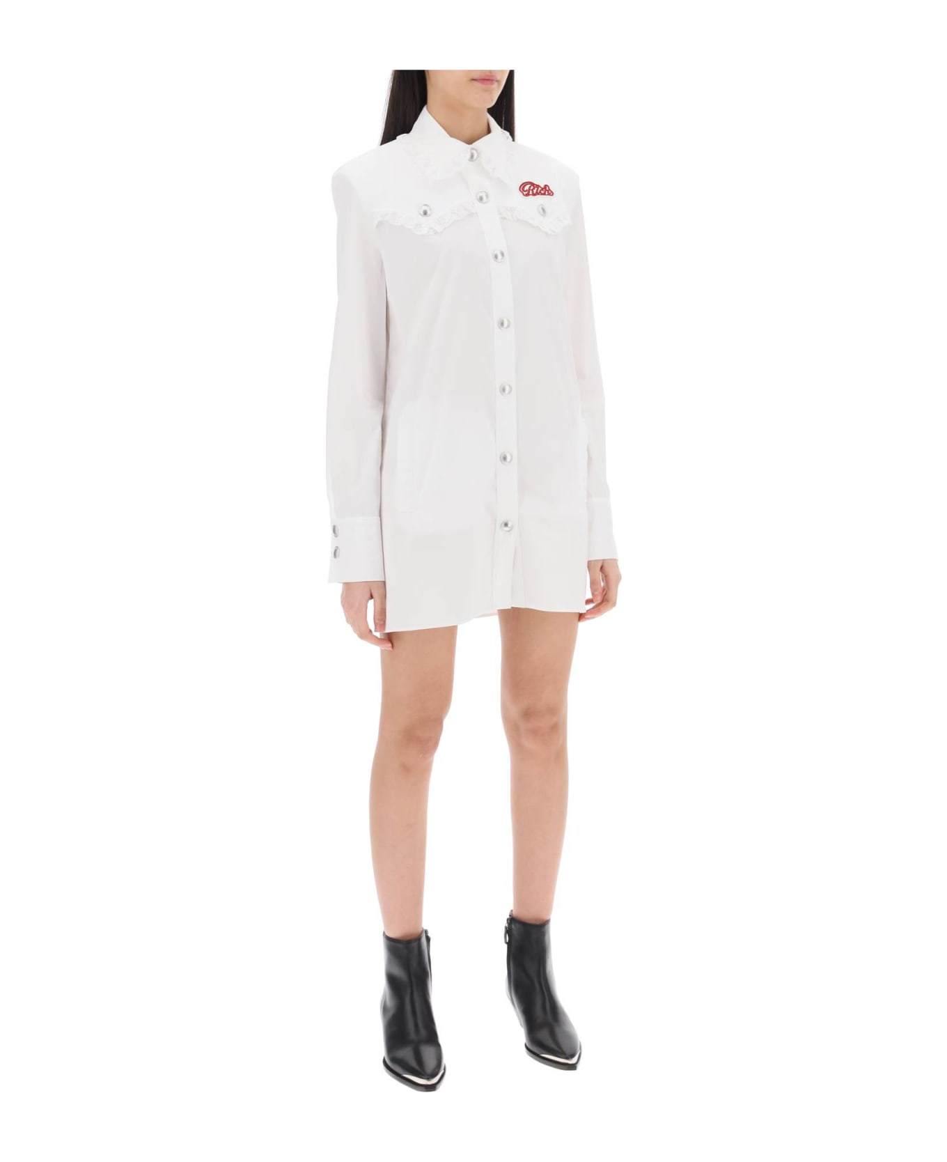 Alessandra Rich Logo Patch Mini Dress - WHITE