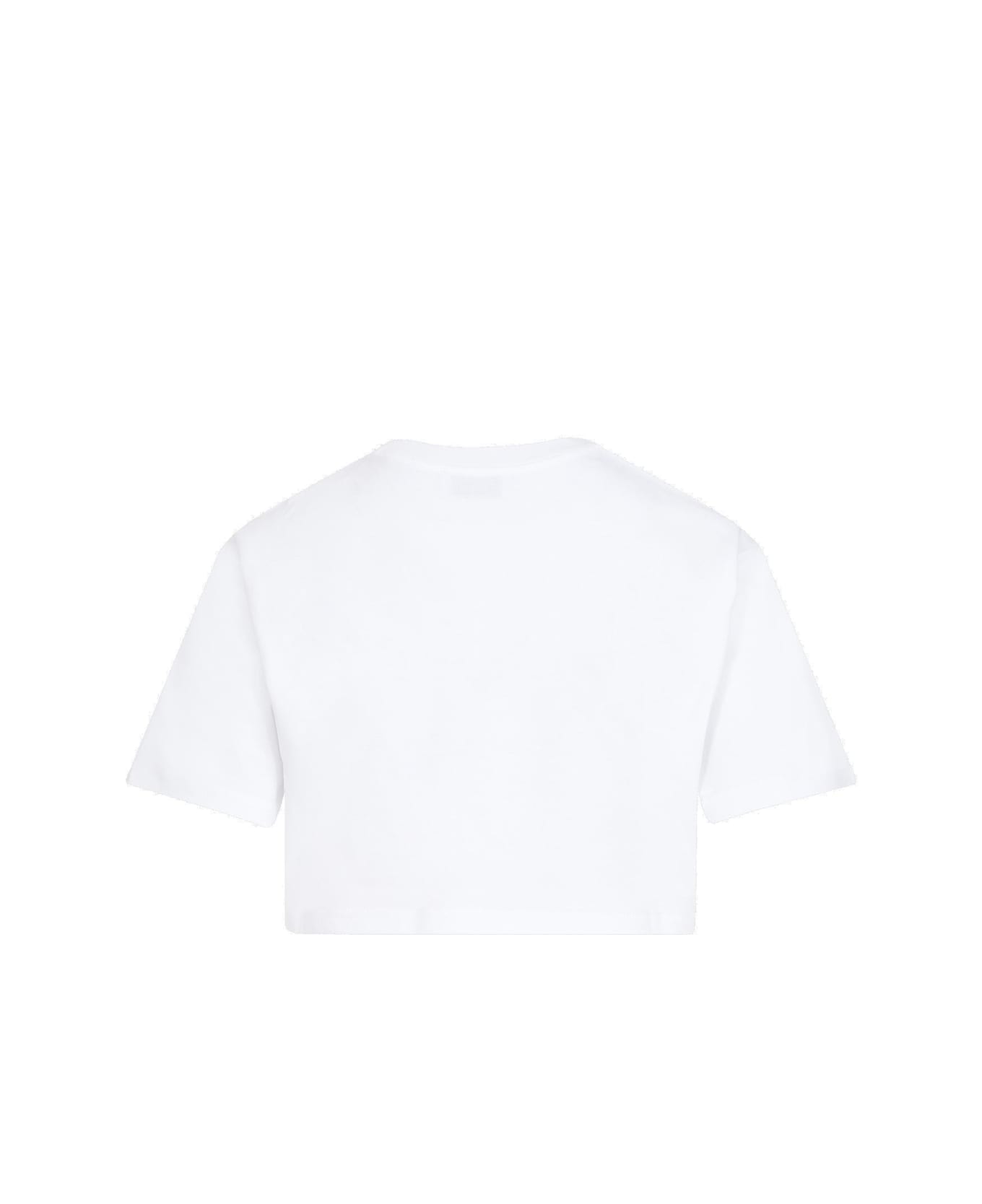Lanvin Logo Embroidered Cropped T-shirt - WHITE