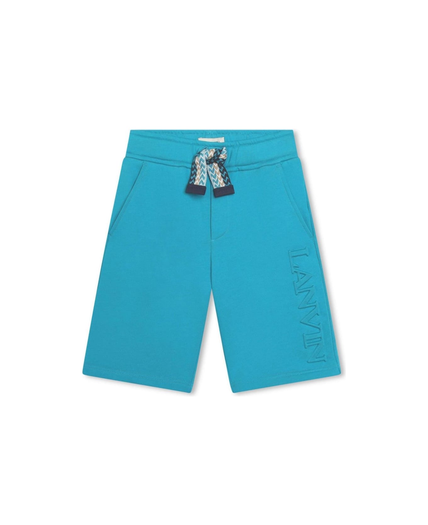 Lanvin Turquoise Shorts With Logo And 'curb' Motif - Turchese ボトムス