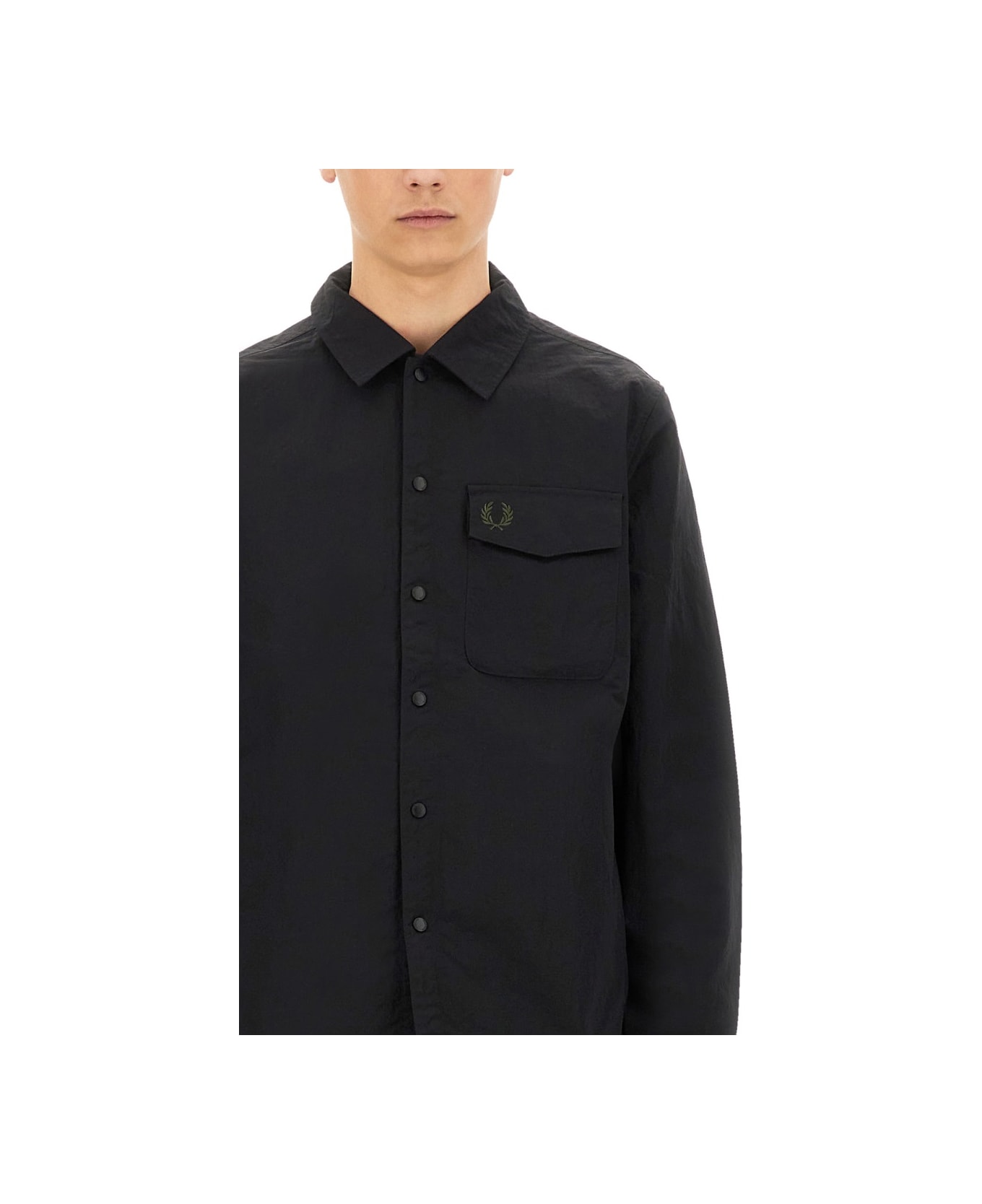 Fred Perry Jacket With Snap Buttons - BLACK