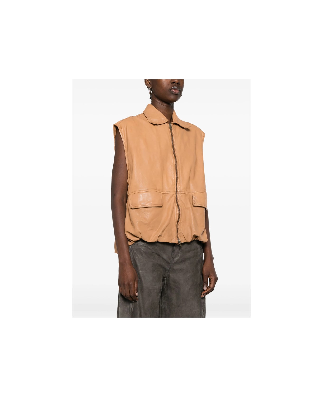 Salvatore Santoro Leather Waistcoat - BROWN