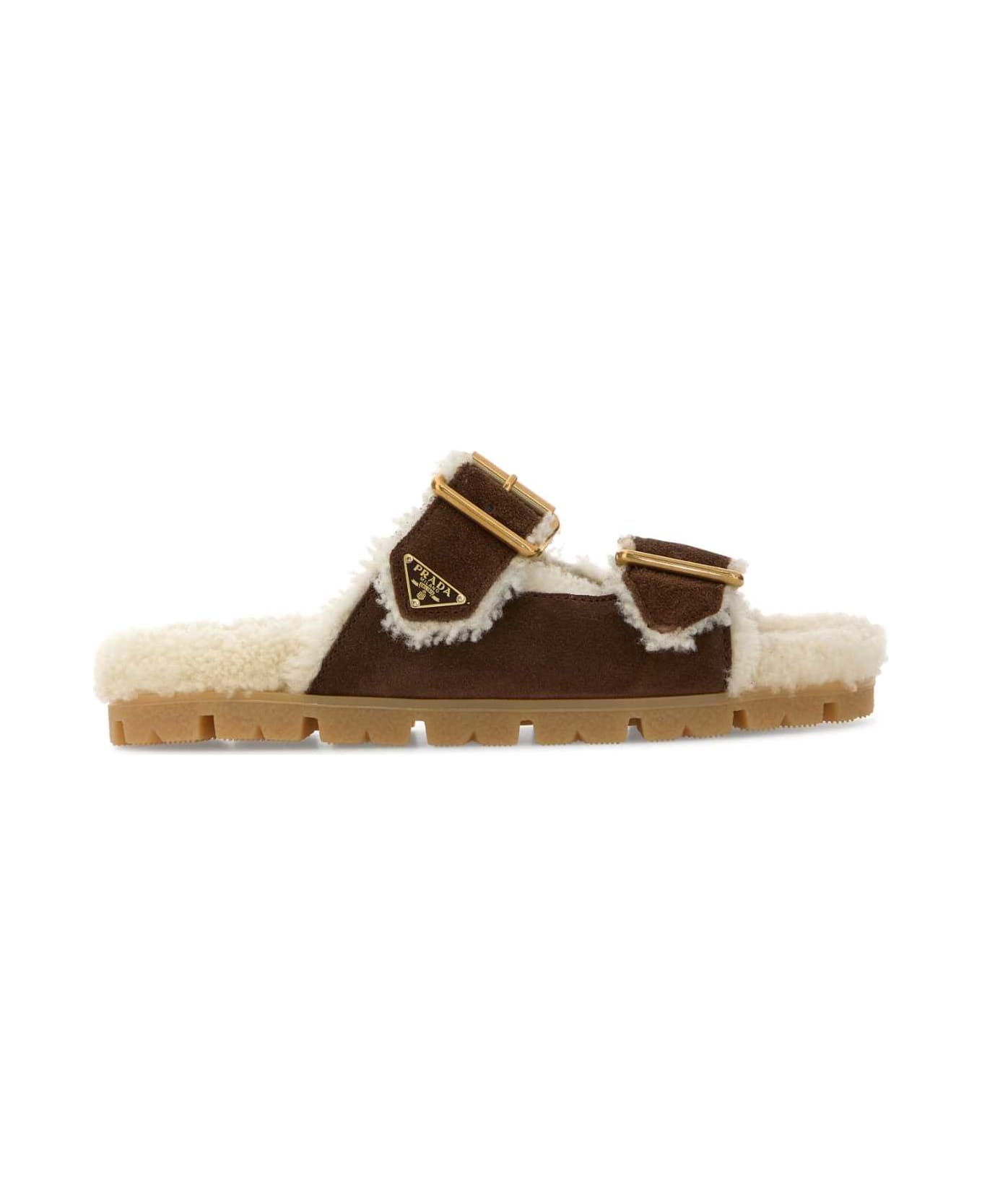 Prada Brown Suede Slippers - CACAO