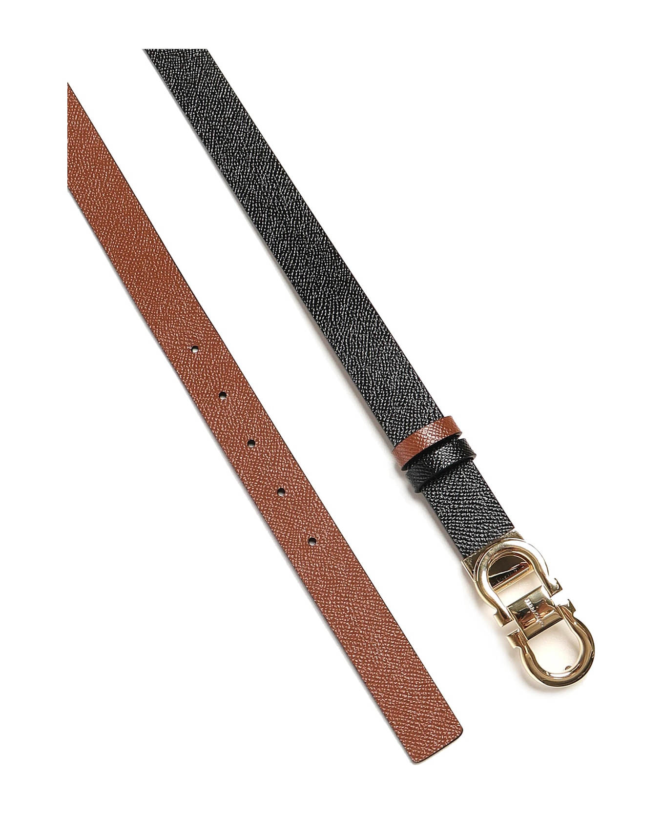 Ferragamo Gancini Adjustable And Reversible Belt - Black